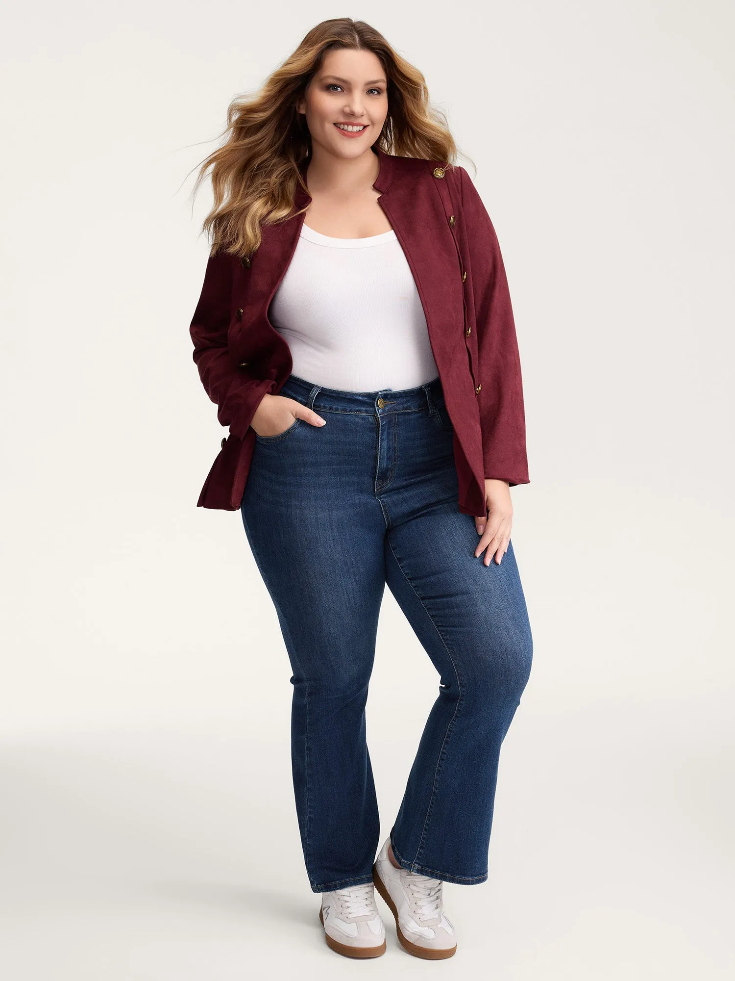 Supersoft Stretchy Mid-Rise Bootcut Jeans sold by Bloomchic