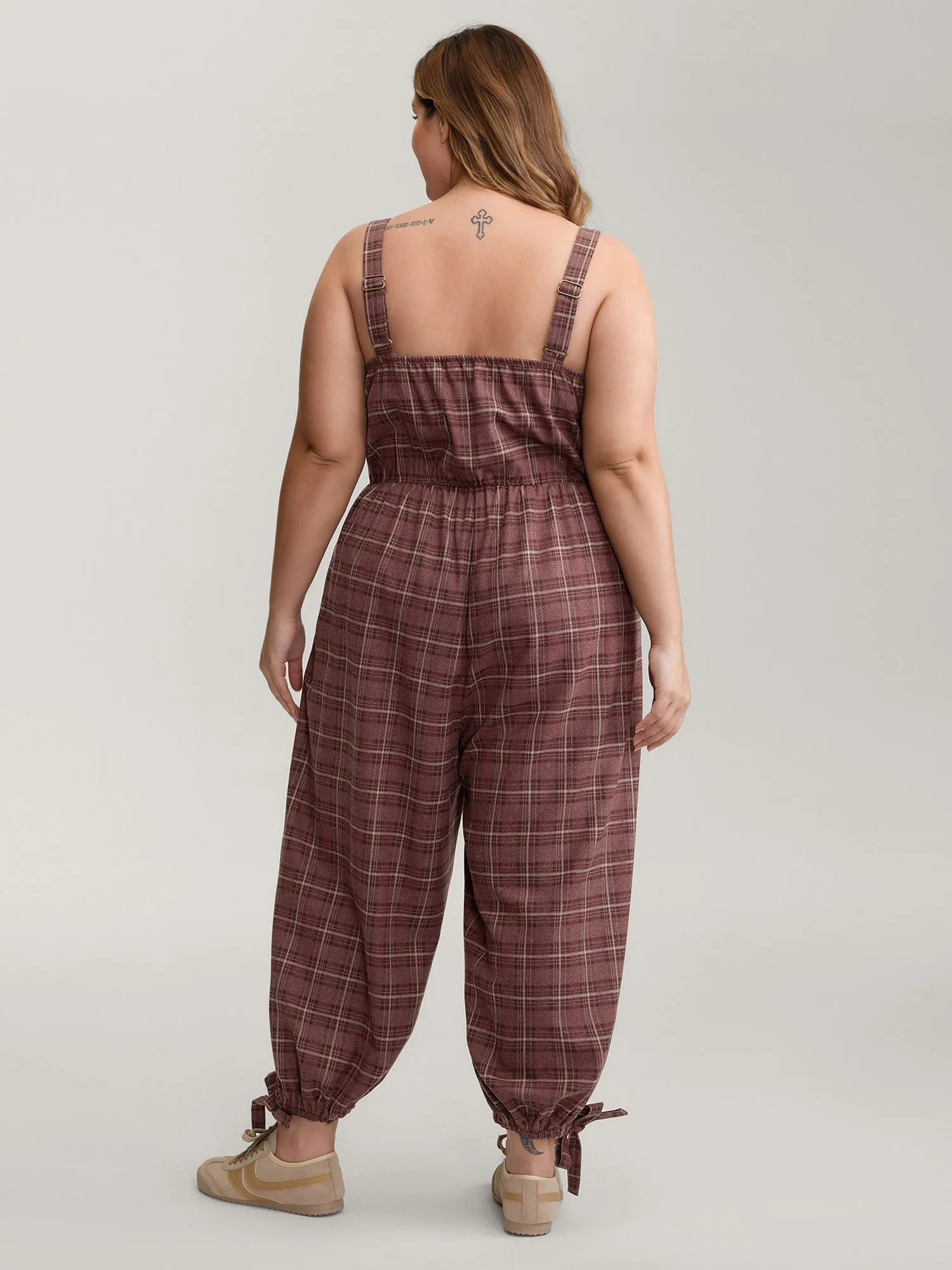 Retro Plaid Print Harem Style Jumpsuit sold by Bloomchic product image thumbnail 4