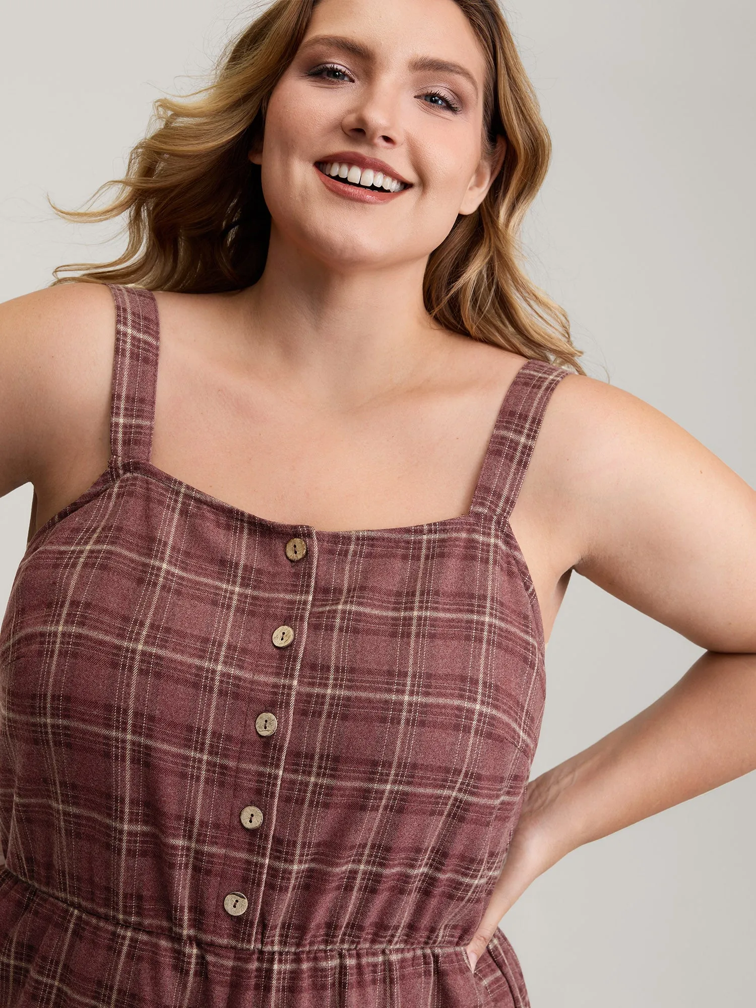 Retro Plaid Print Harem Style Jumpsuit sold by Bloomchic product image thumbnail 2