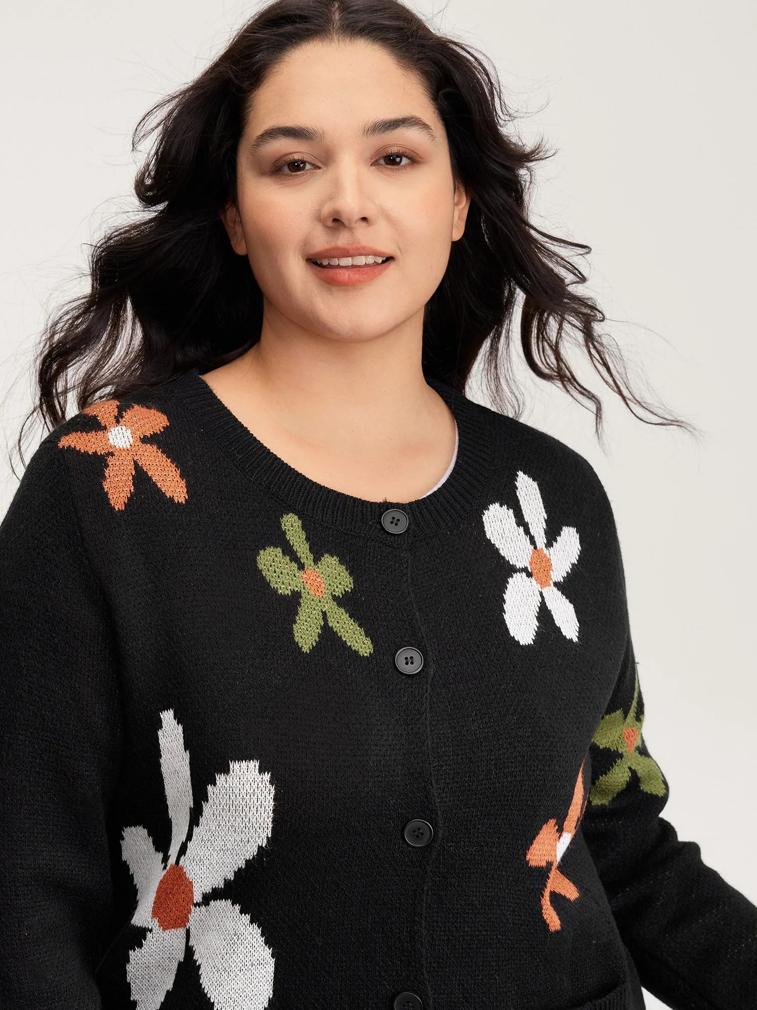 Floral Pattern Button-Down Knit Cardigan sold by Bloomchic product image thumbnail 2