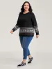 Boho Print Raglan Sleeve Pullover sold by Bloomchic