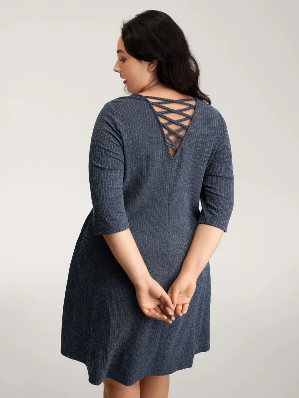 Heather Back Cut-Out Solid Midi Dress sold by Bloomchic