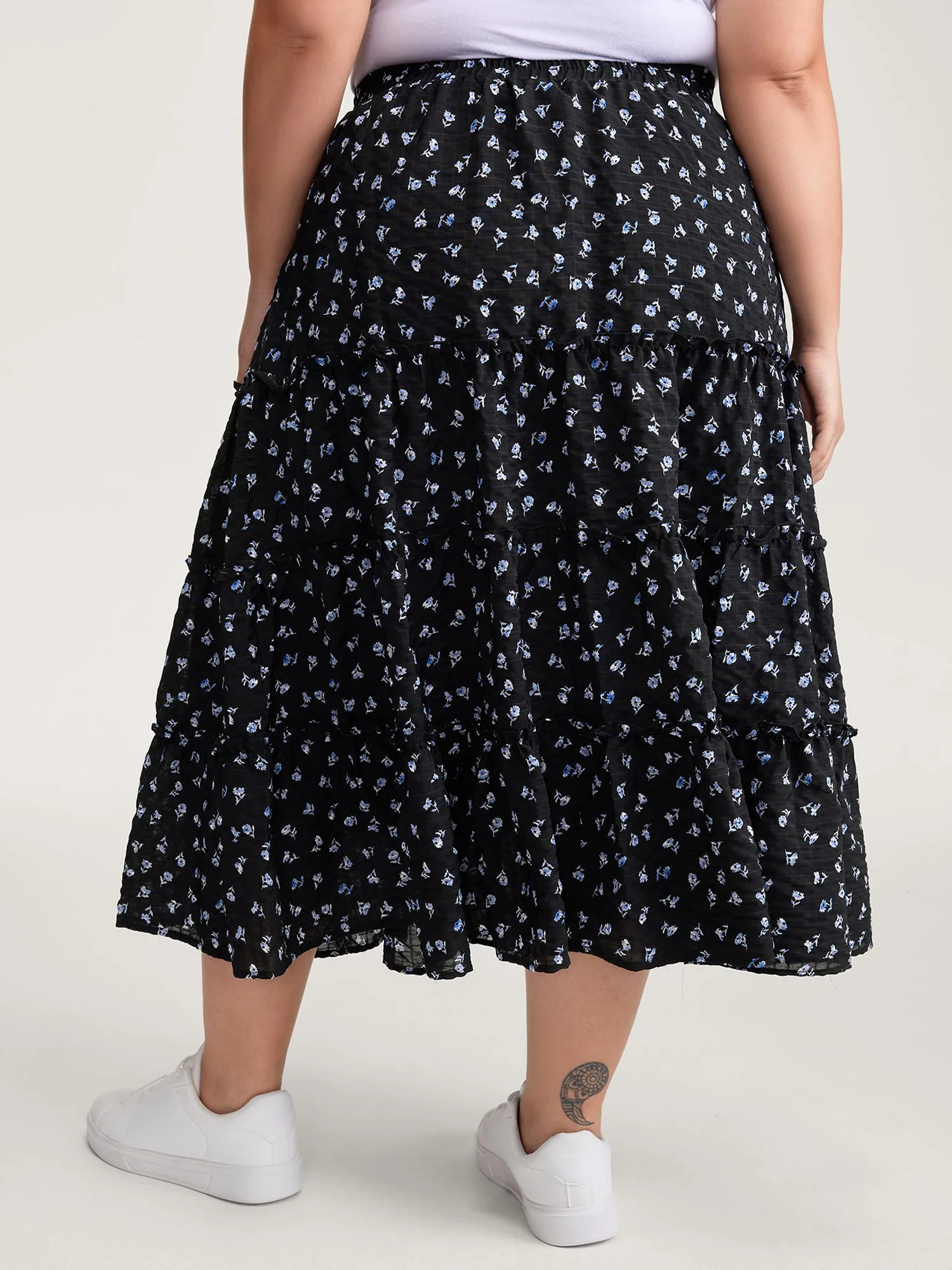 Floral Print Bowknot Tiered Maxi Skirt sold by Bloomchic product image thumbnail 4
