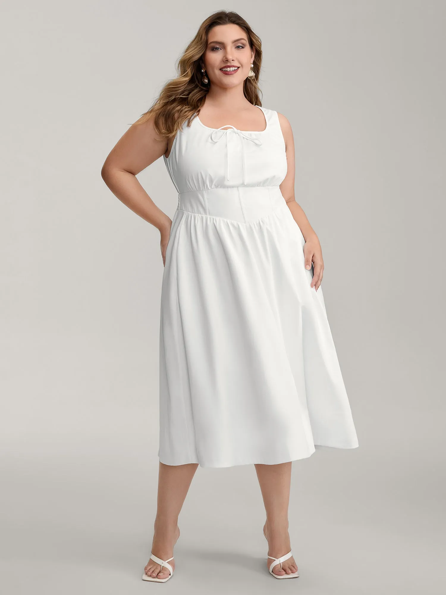 Triangular Cinched-Waist A-Line Midi Dress sold by Bloomchic