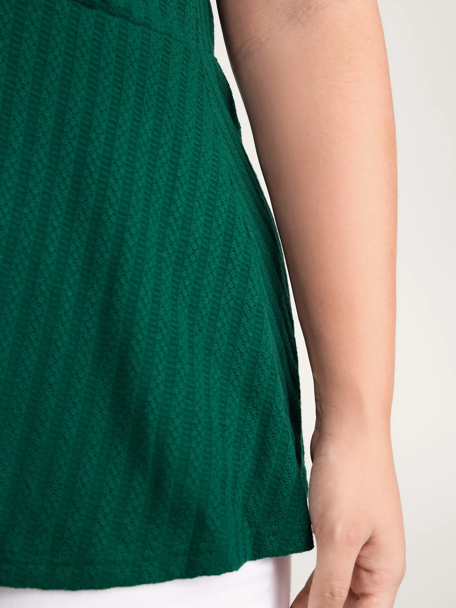 Textured Knit V-Neck Cinched-Waist Tank Top sold by Bloomchic product image thumbnail 3