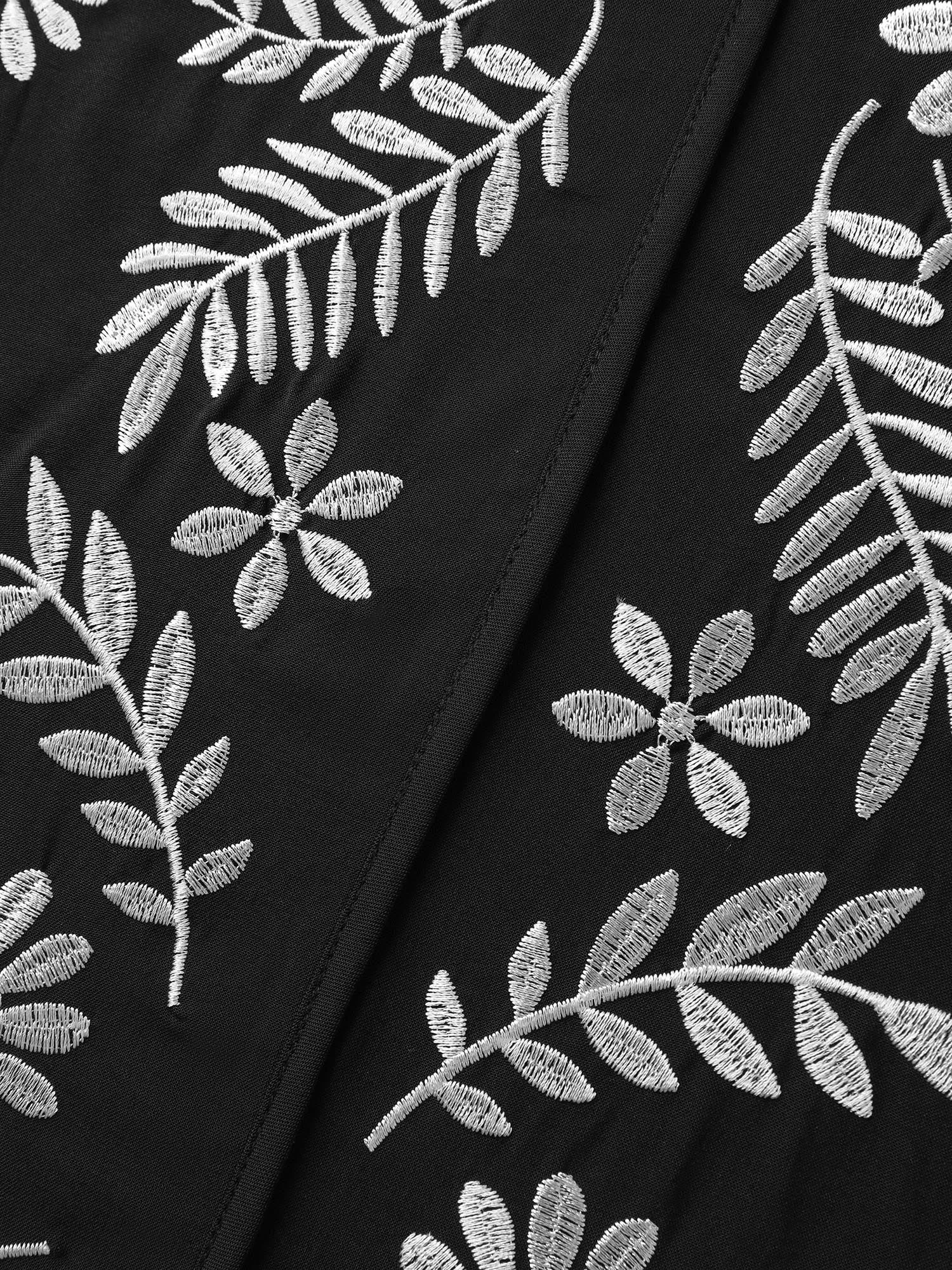 Floral Color Contrast Embroidery Blouse sold by Bloomchic product image thumbnail 5