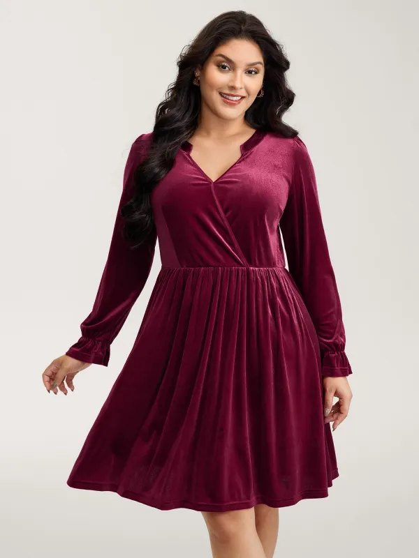 Velvet Pockets Wrap Neck Midi Dress sold by Bloomchic