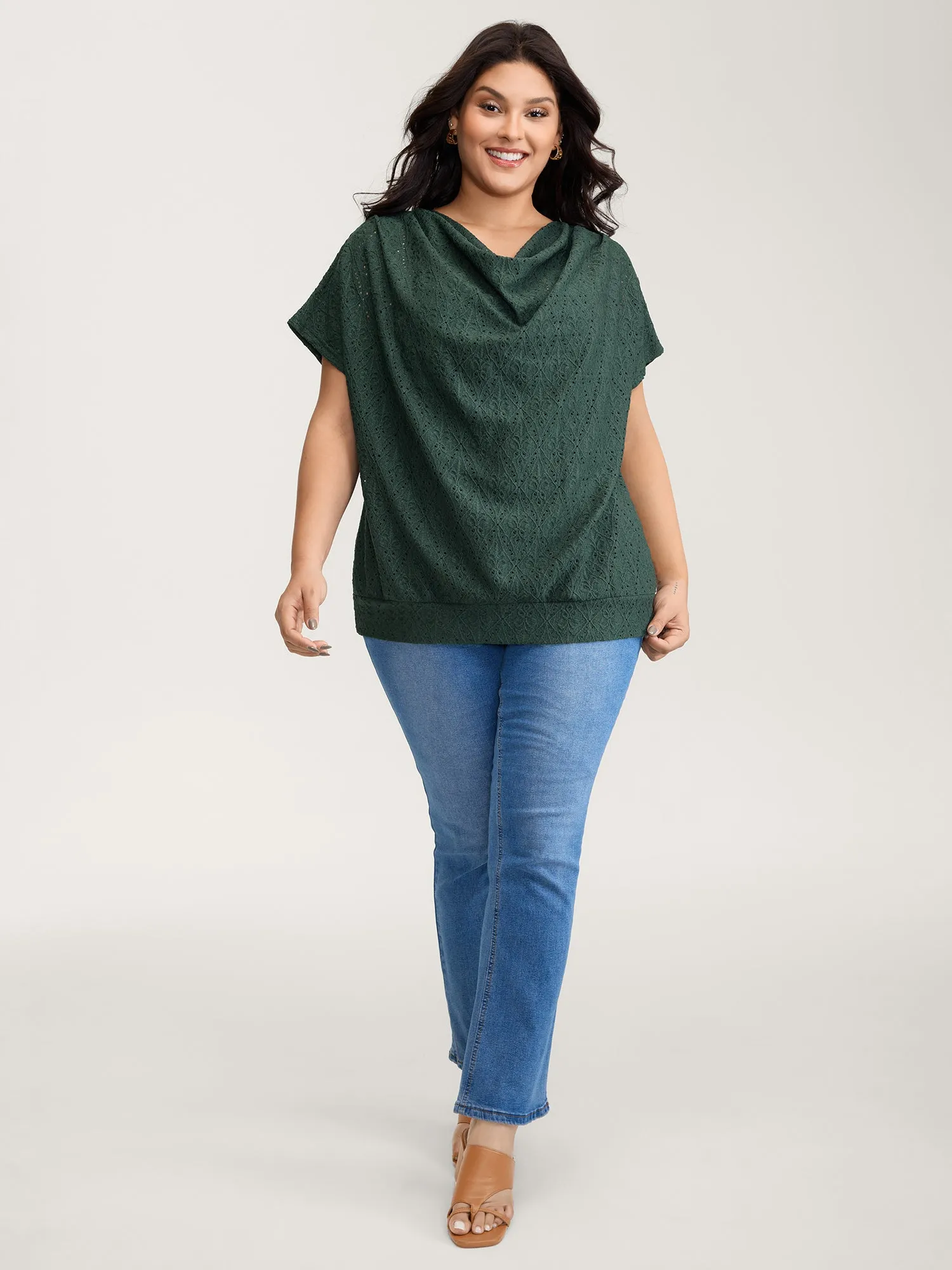 Draped Neckline Textured Button Back Blouse sold by Bloomchic product image thumbnail 3