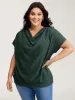 Draped Neckline Textured Button Back Blouse sold by Bloomchic