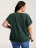 Draped Neckline Textured Button Back Blouse sold by Bloomchic