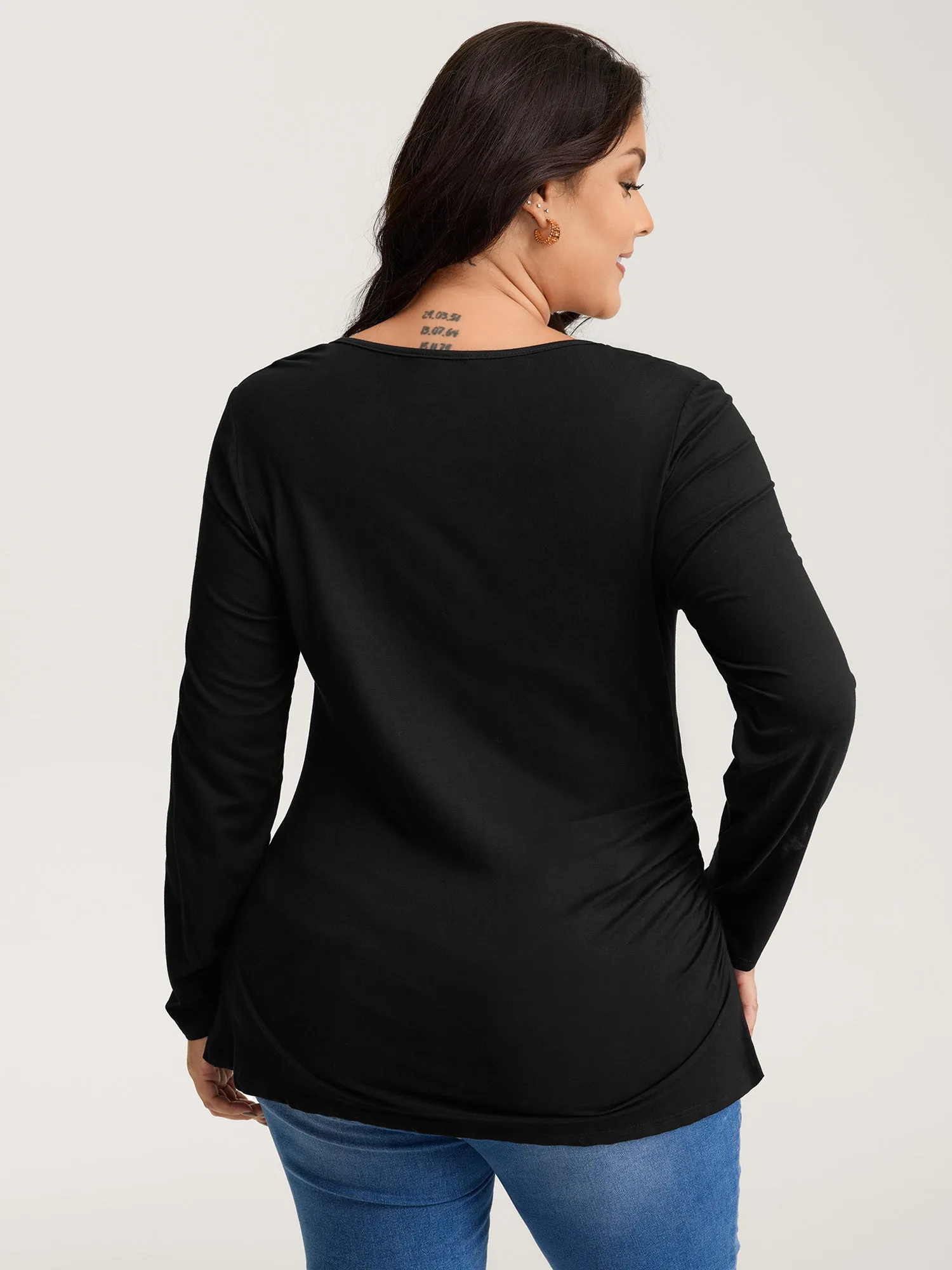 Stretchy Fitted Cut-Out Solid T-Shirt sold by Bloomchic product image thumbnail 4