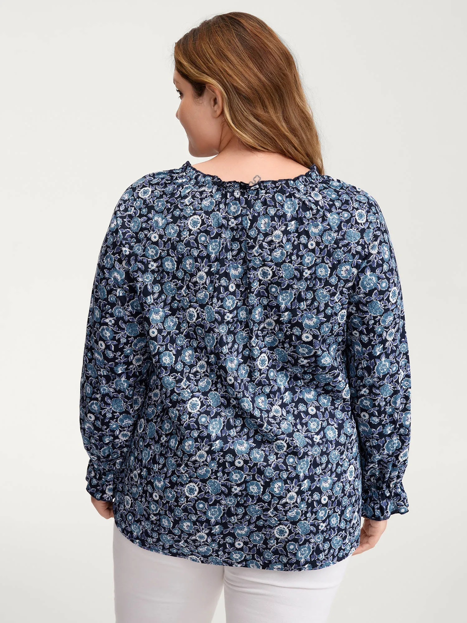 Cotton Floral Print Toothpick Pleats Blouse sold by Bloomchic product image thumbnail 4