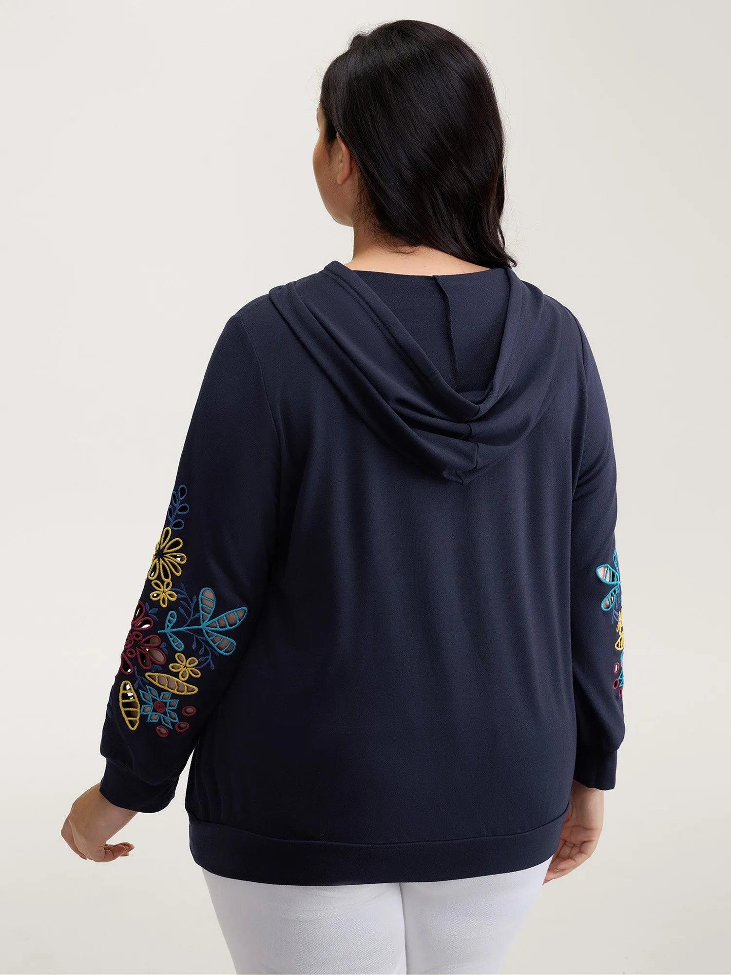 Supersoft Embroidered Sleeve Solid Hoodie sold by Bloomchic product image thumbnail 4