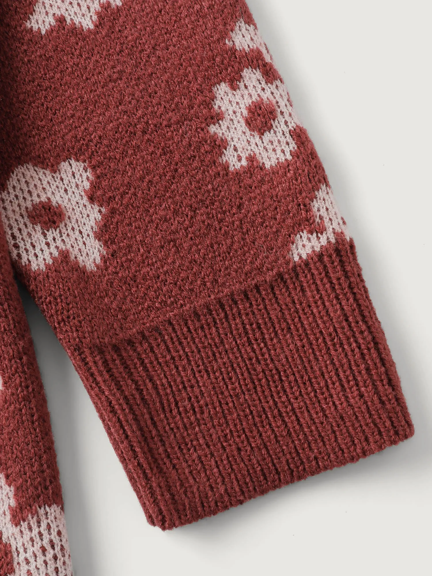 Floral Pattern Round Neck Ribbed Pullover sold by Bloomchic product image thumbnail 5