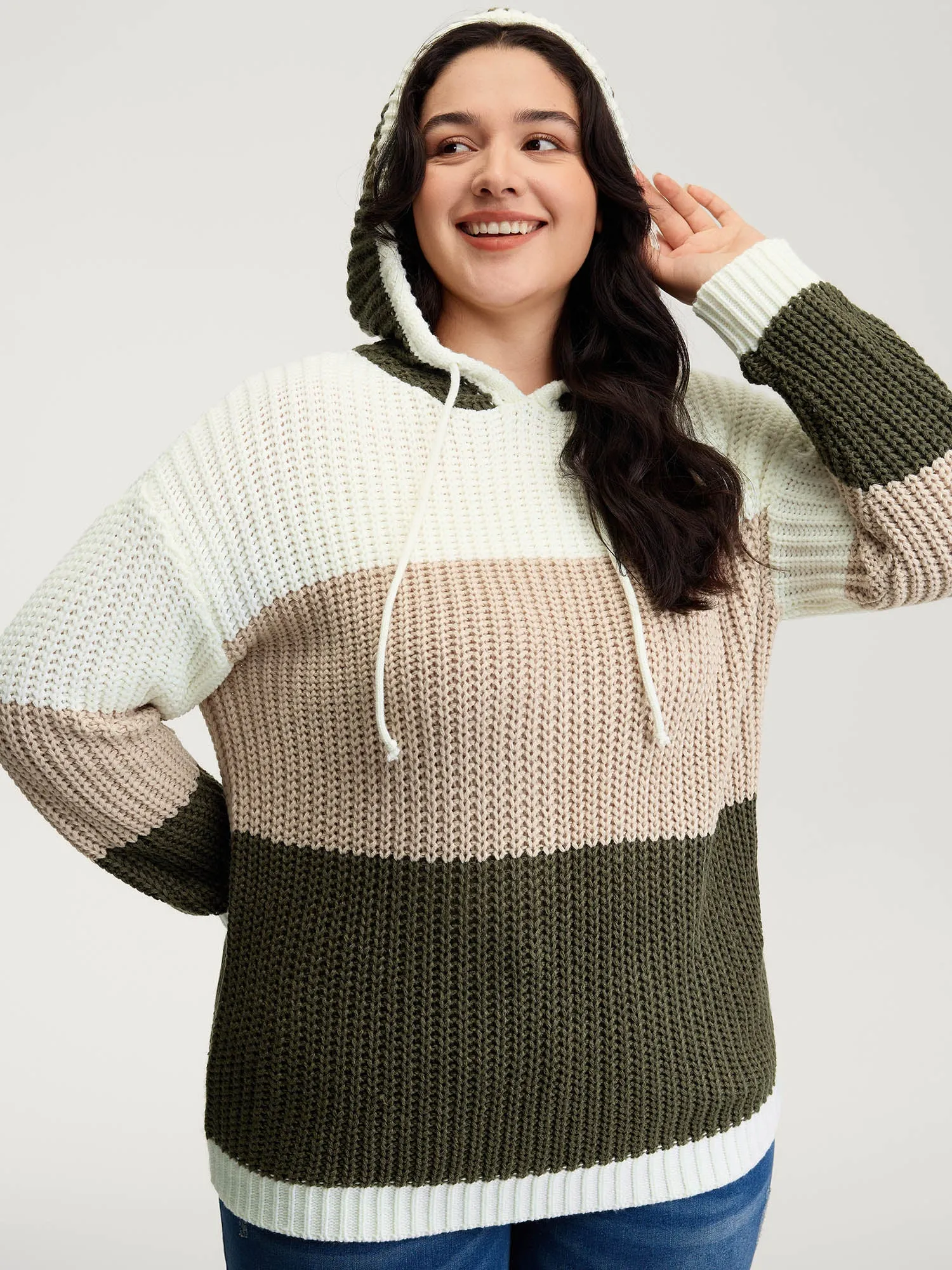 Colorblock Hooded Textured Pullover sold by Bloomchic product image thumbnail 2