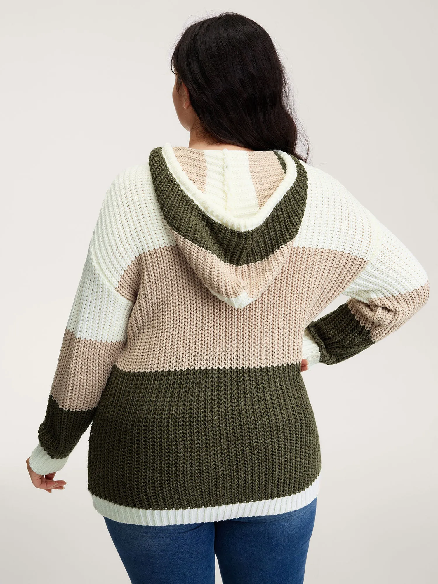 Colorblock Hooded Textured Pullover sold by Bloomchic product image thumbnail 4