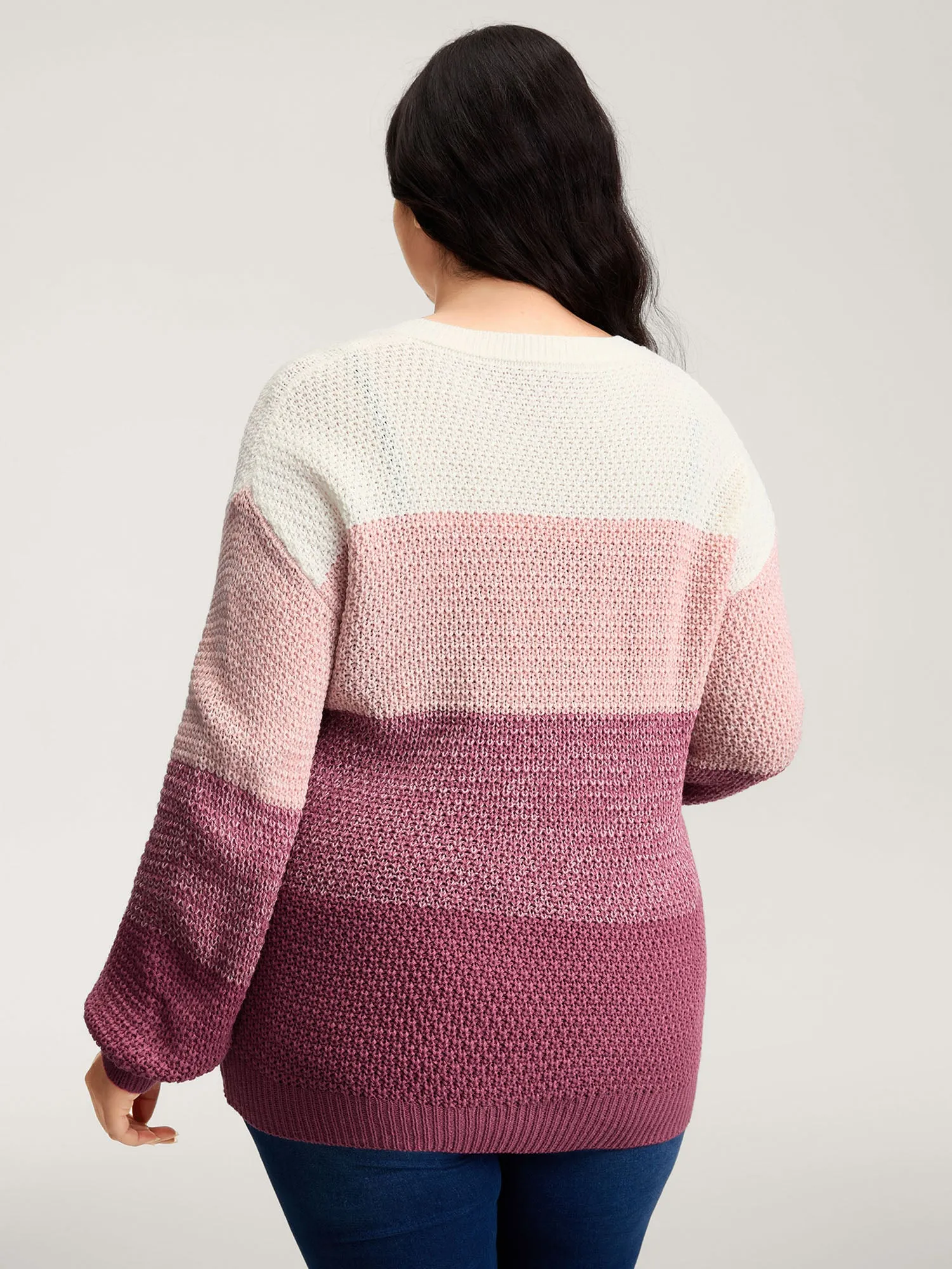 Colorblock Tissue-Textured Split Pullover sold by Bloomchic product image thumbnail 4