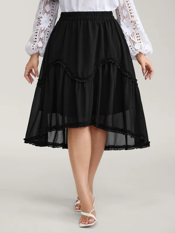 Ruffled Trim Sheer Midi Skirt sold by Bloomchic