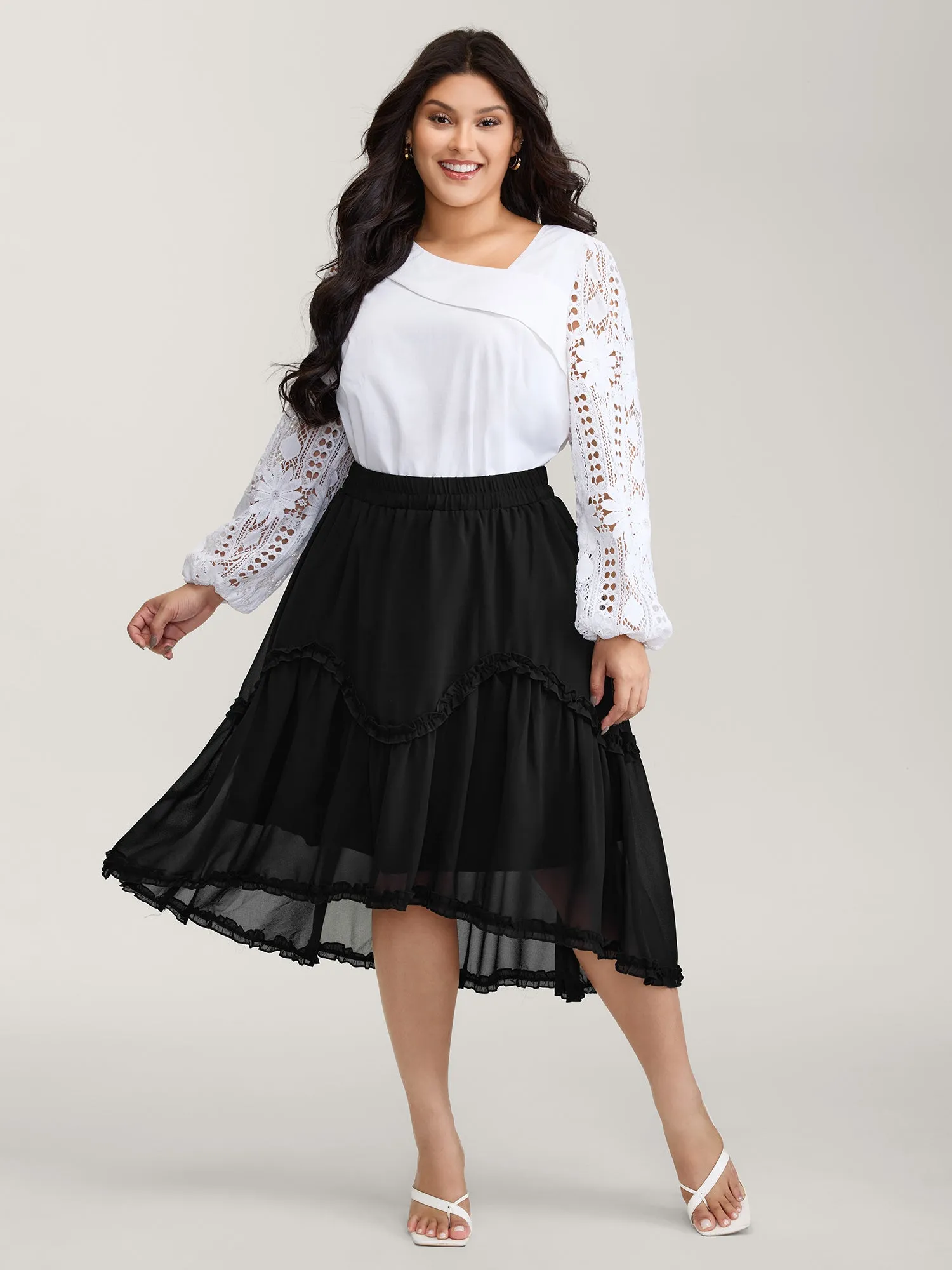 Ruffled Trim Sheer Midi Skirt sold by Bloomchic product image thumbnail 2