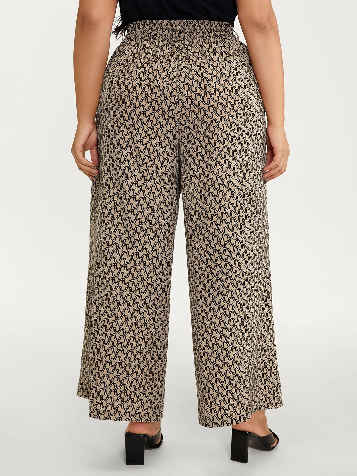Geometric Print Stretchy Waist Wide-Leg Pants sold by Bloomchic product image thumbnail 5