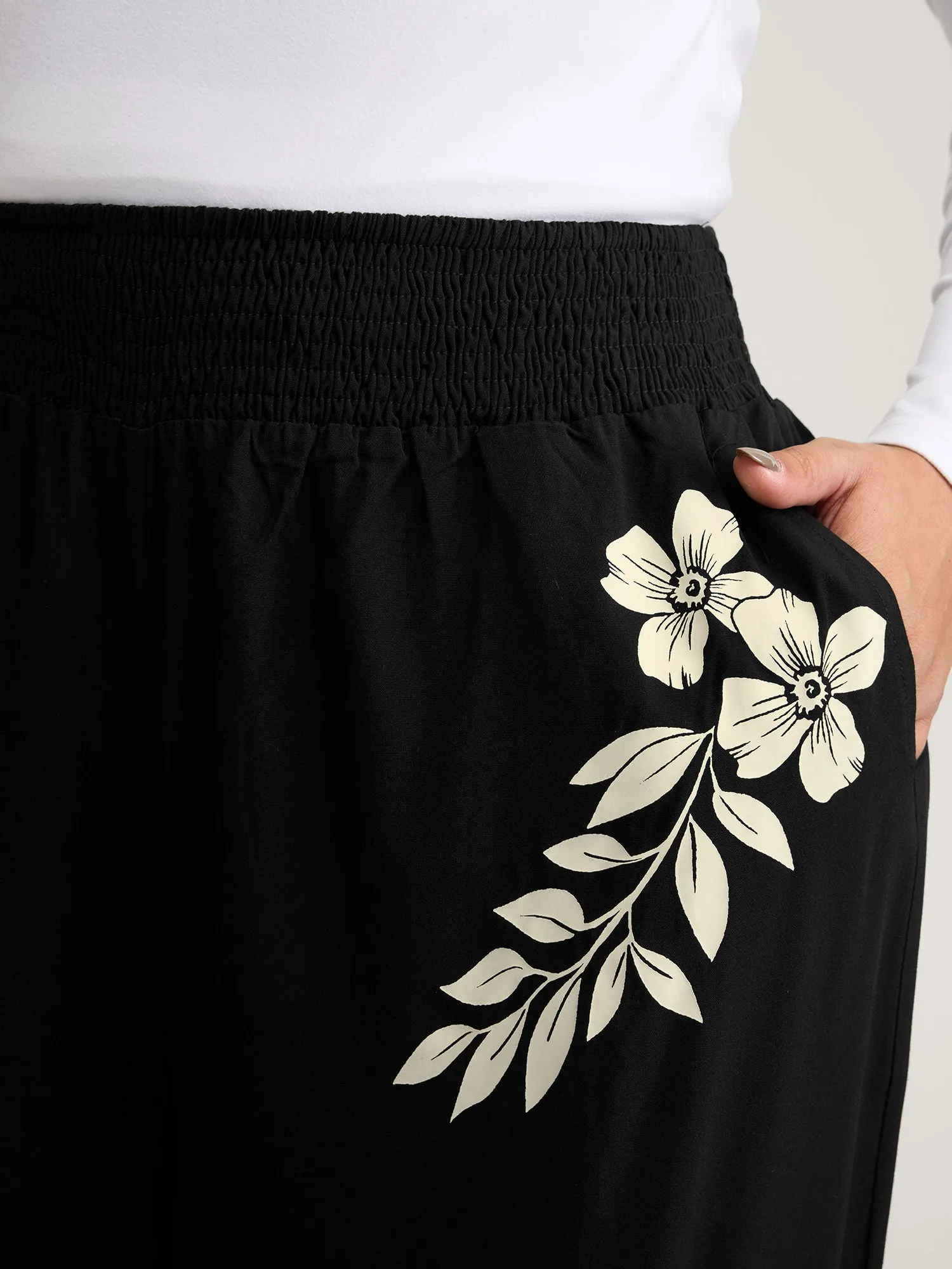 Floral Print Shirred Waist Wide-Leg Pants sold by Bloomchic product image thumbnail 3