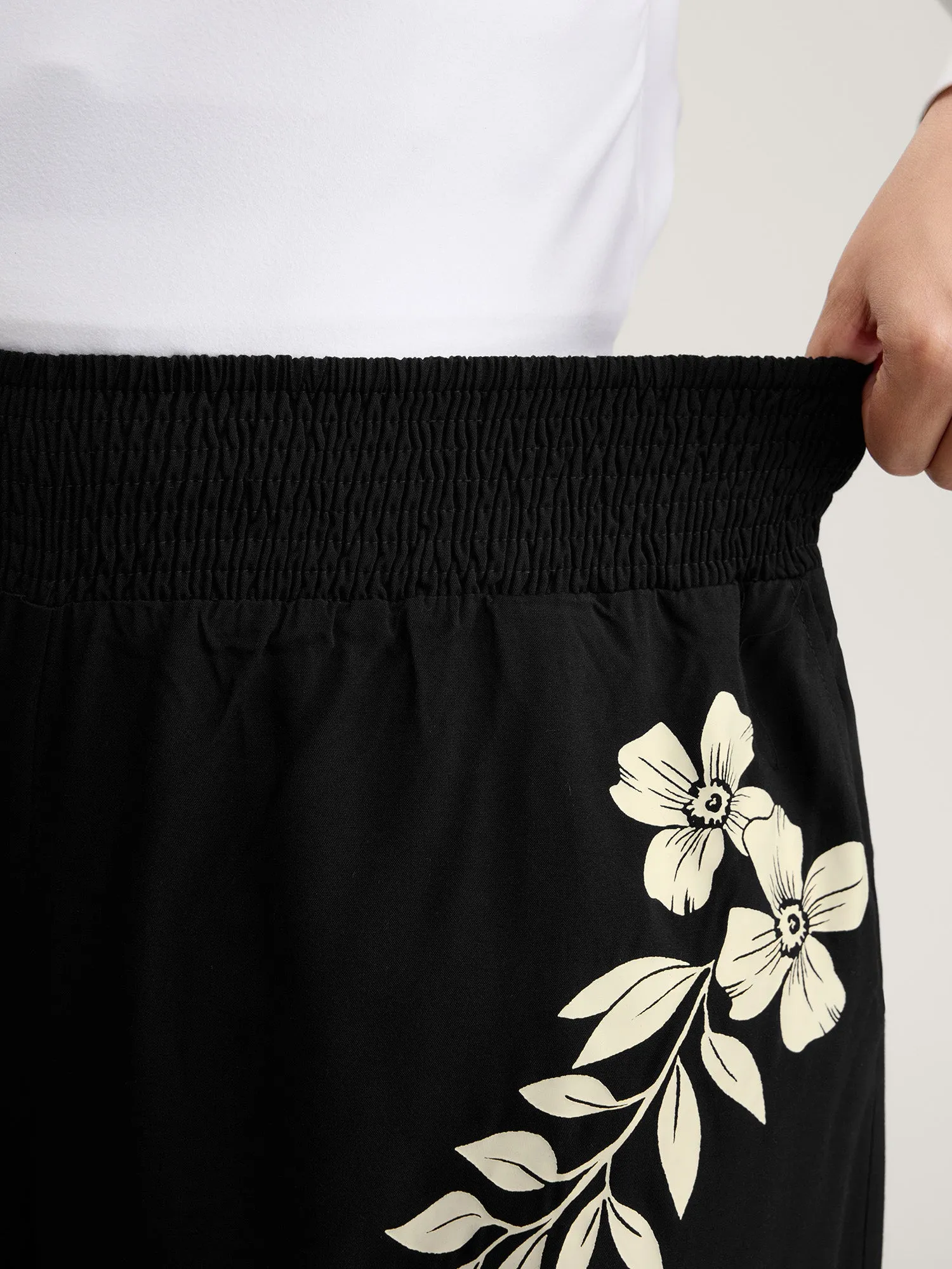 Floral Print Shirred Waist Wide-Leg Pants sold by Bloomchic product image thumbnail 4