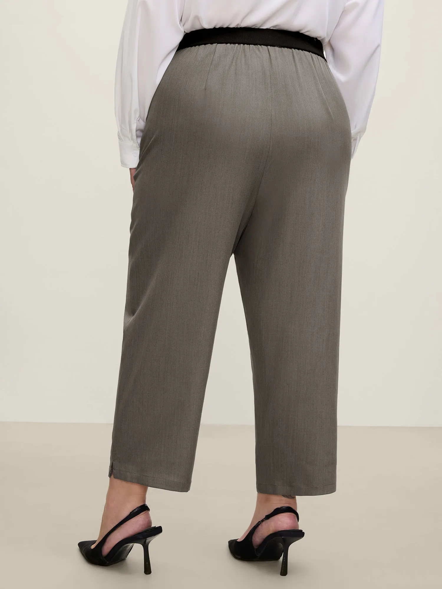 Waist-Cinched Spliced Straight-Leg Pants sold by Bloomchic product image thumbnail 4