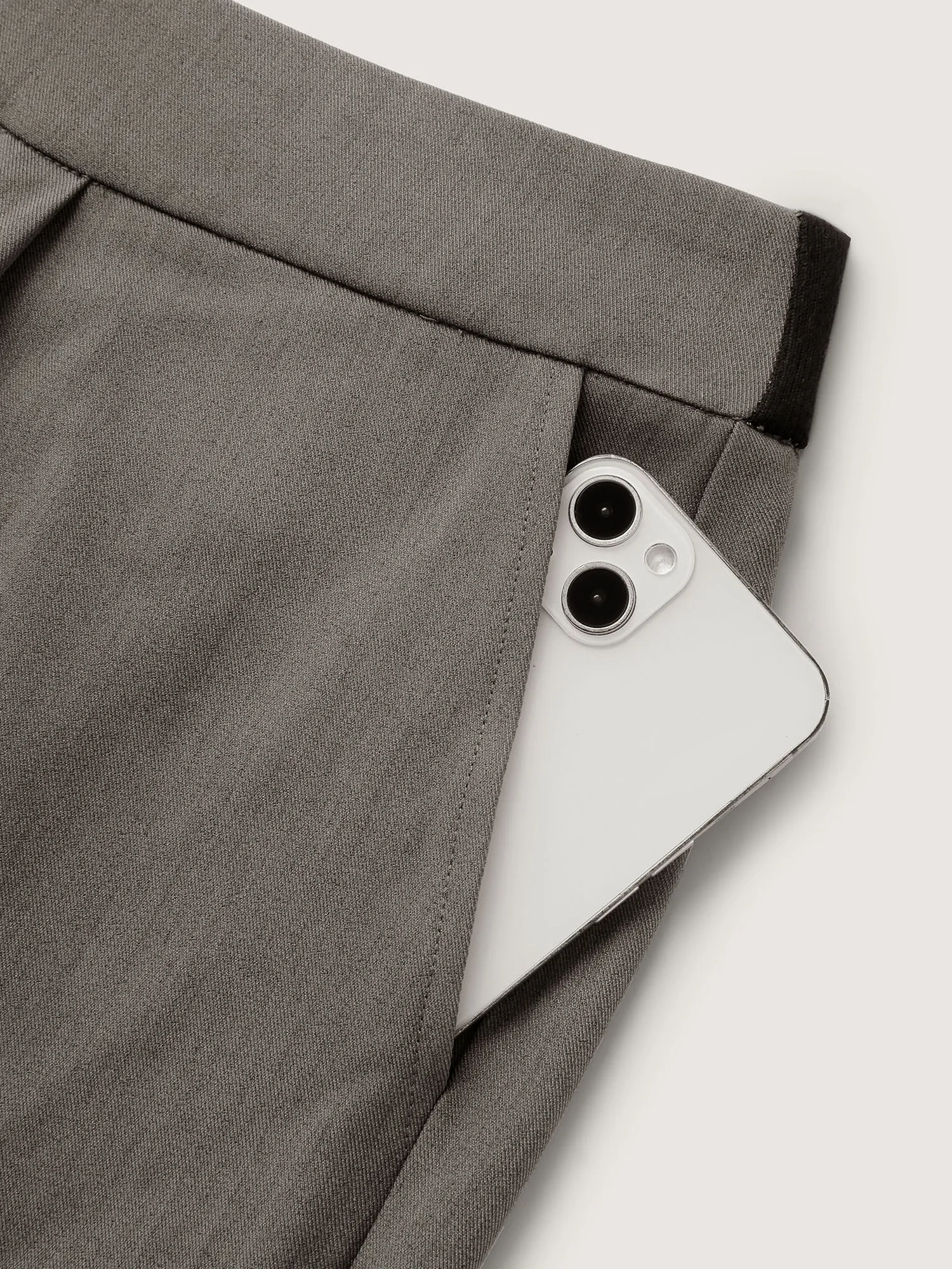 Waist-Cinched Spliced Straight-Leg Pants sold by Bloomchic product image thumbnail 5