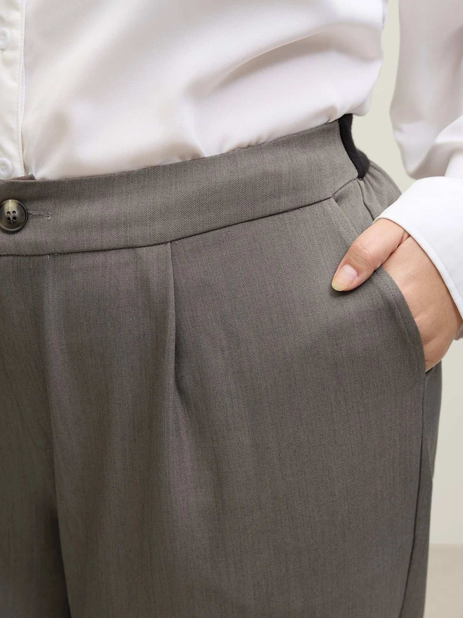 Waist-Cinched Spliced Straight-Leg Pants sold by Bloomchic product image thumbnail 3