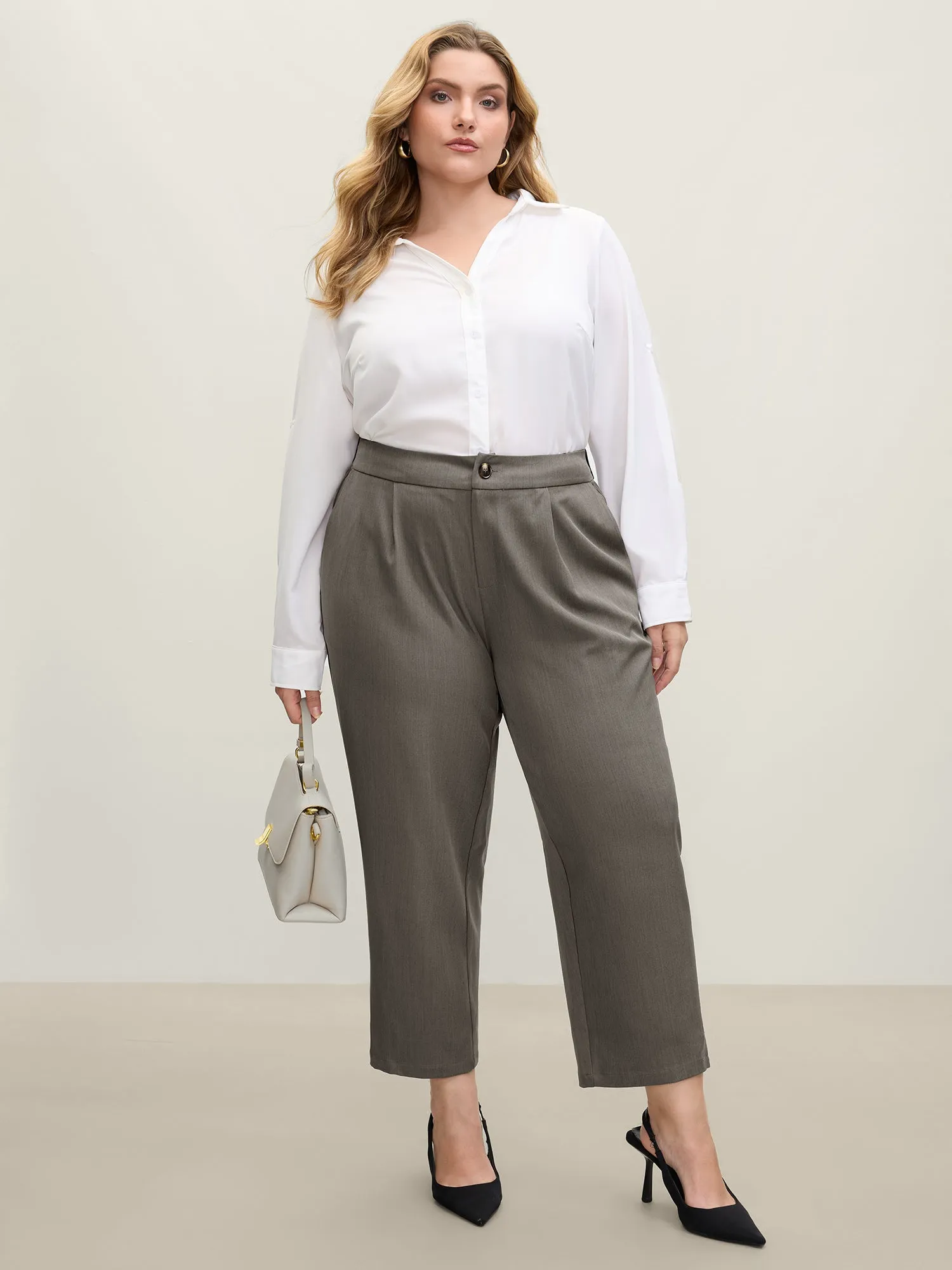 Waist-Cinched Spliced Straight-Leg Pants sold by Bloomchic product image thumbnail 2