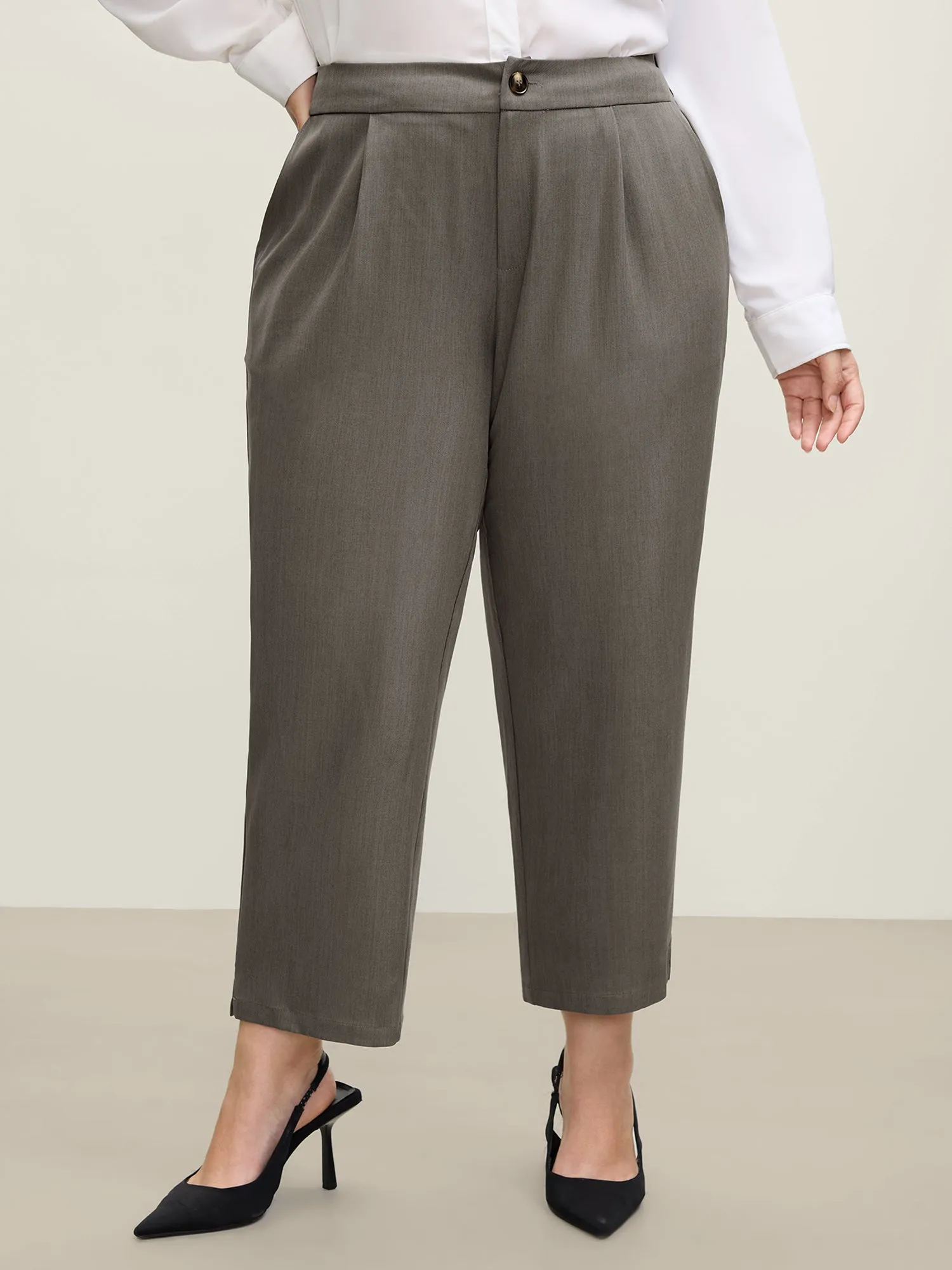 Waist-Cinched Spliced Straight-Leg Pants sold by Bloomchic
