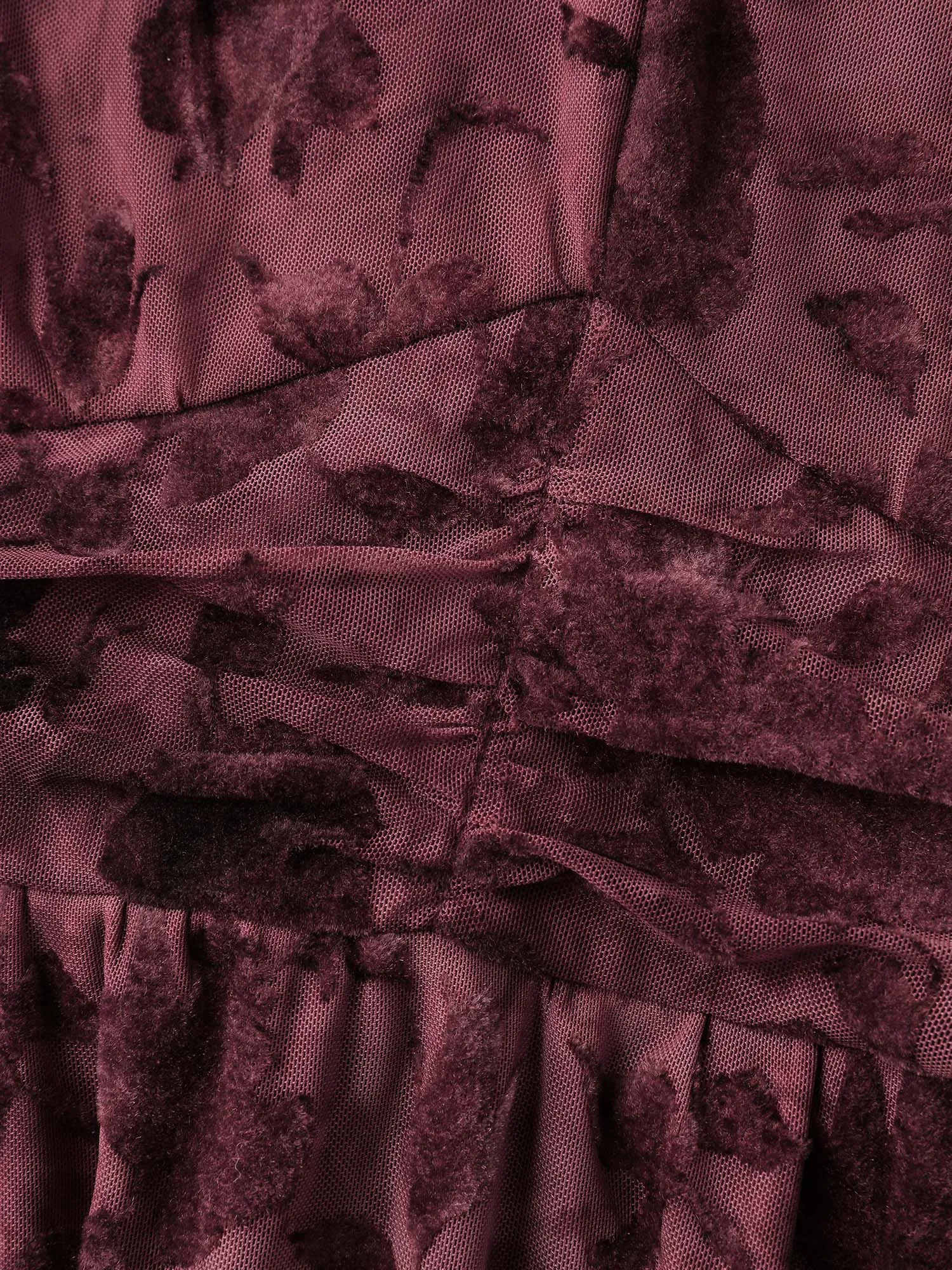 Velvet Jacquard Pleated Waist Sheer Midi Dress sold by Bloomchic product image thumbnail 5