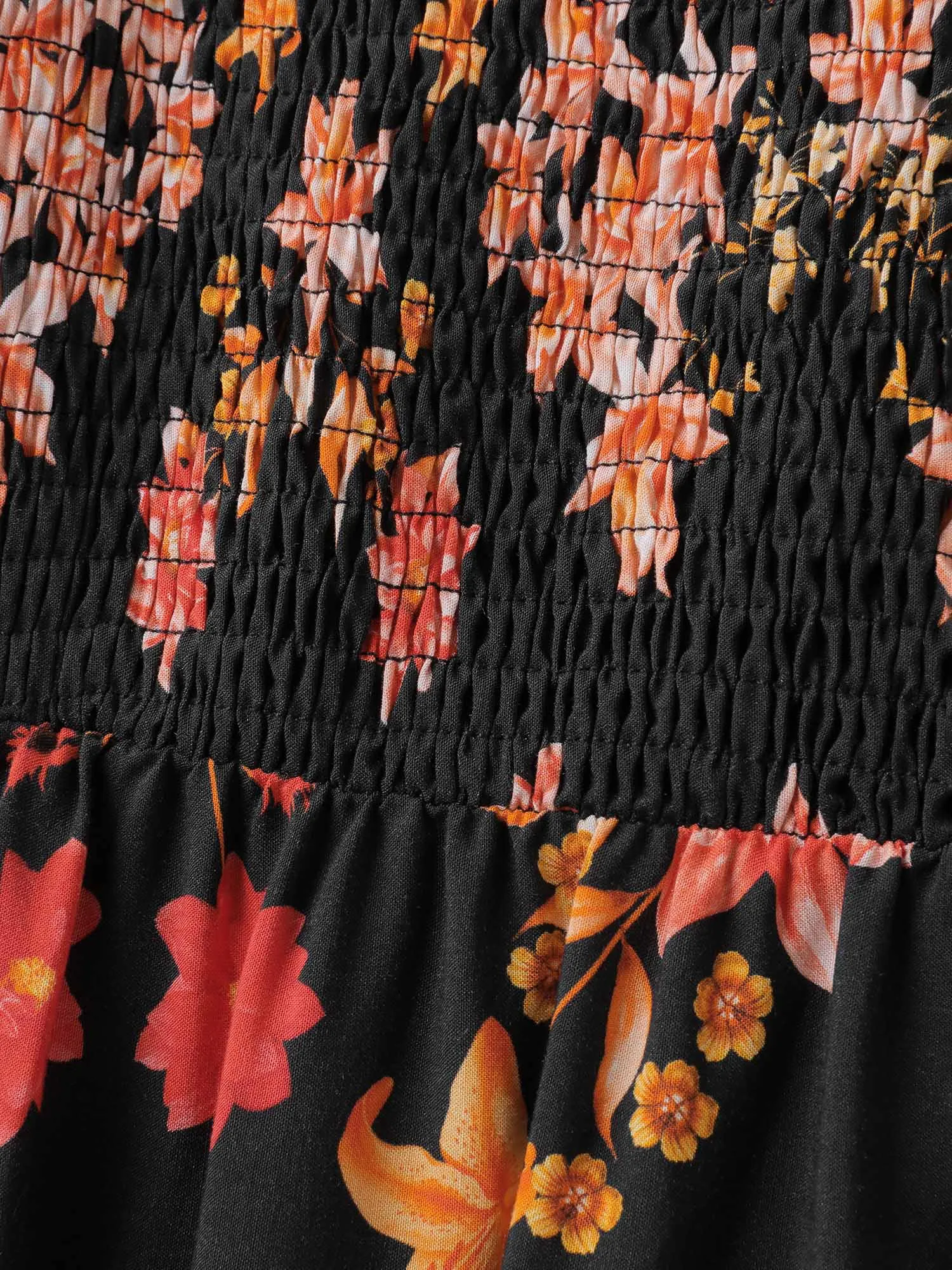 Floral Print Lace Trim Shirred Maxi Dress sold by Bloomchic product image thumbnail 5