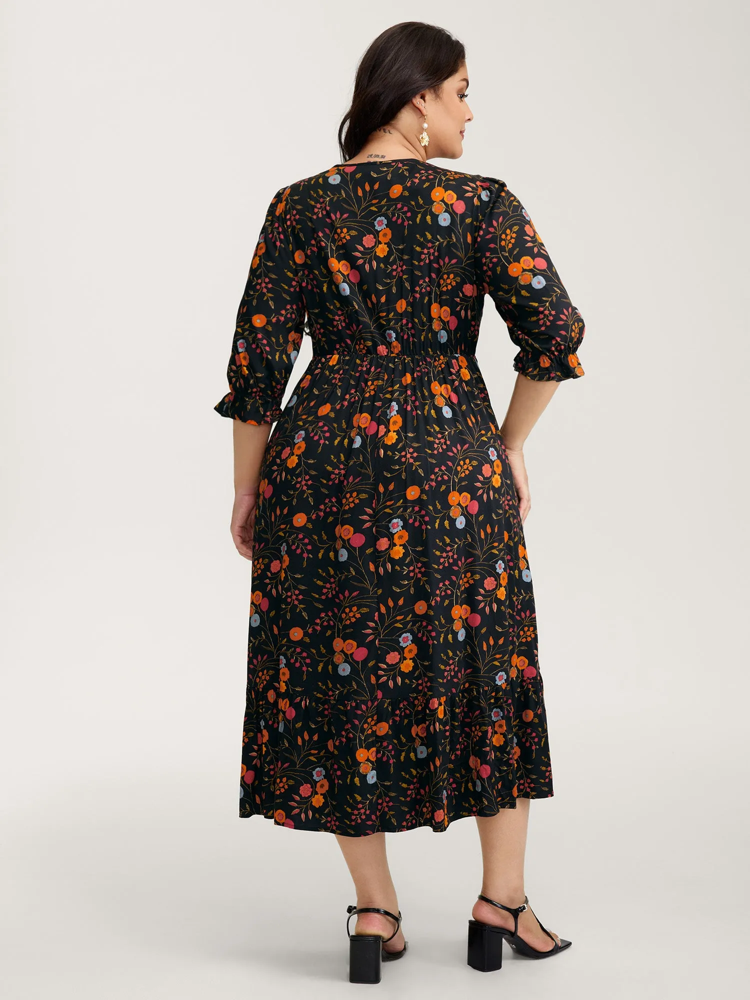 Floral Branch Print Lace Trim Maxi Dress sold by Bloomchic product image thumbnail 4