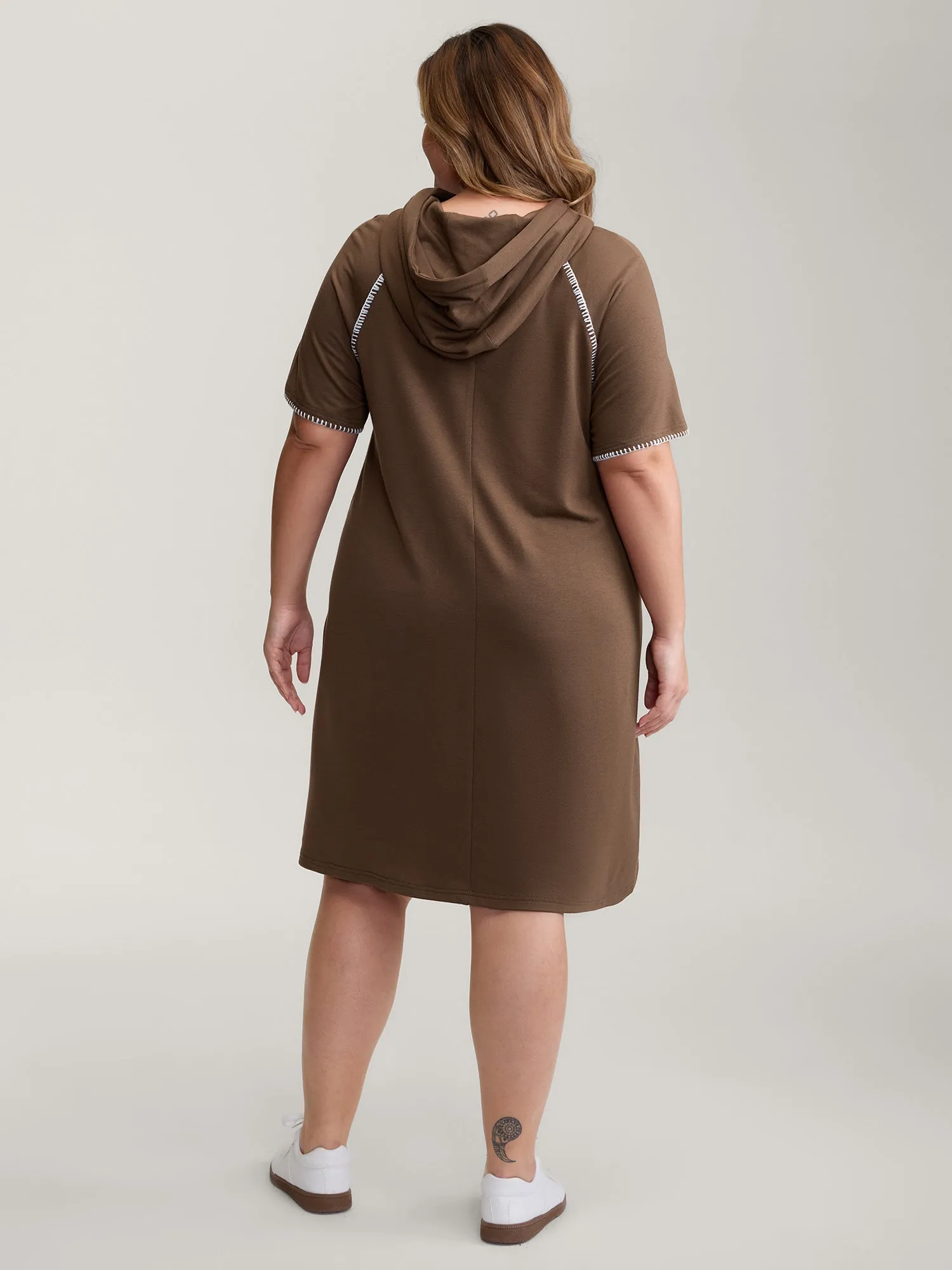 Kangaroo Pockets Contrast Edges Hoodie Knit Dress sold by Bloomchic product image thumbnail 5