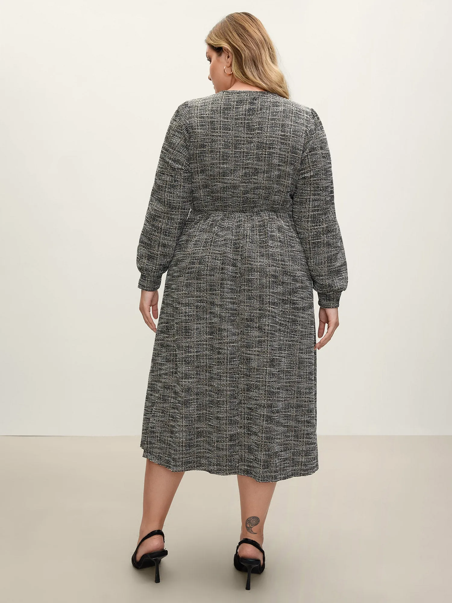 Tweed Surplice Neck Midi Dress sold by Bloomchic product image thumbnail 4