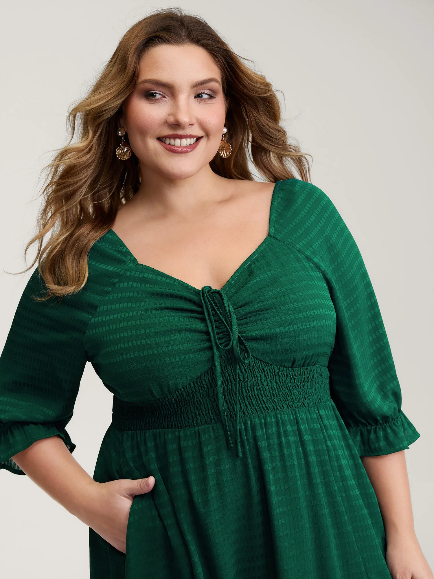 Drawstring Cinched-Bust Sweetheart Maxi Dress sold by Bloomchic product image thumbnail 2