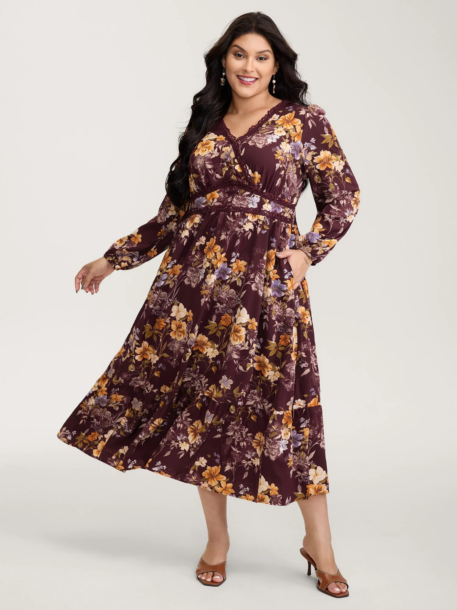 Floral Lace Print Pockets Maxi Dress sold by Bloomchic product image thumbnail 3