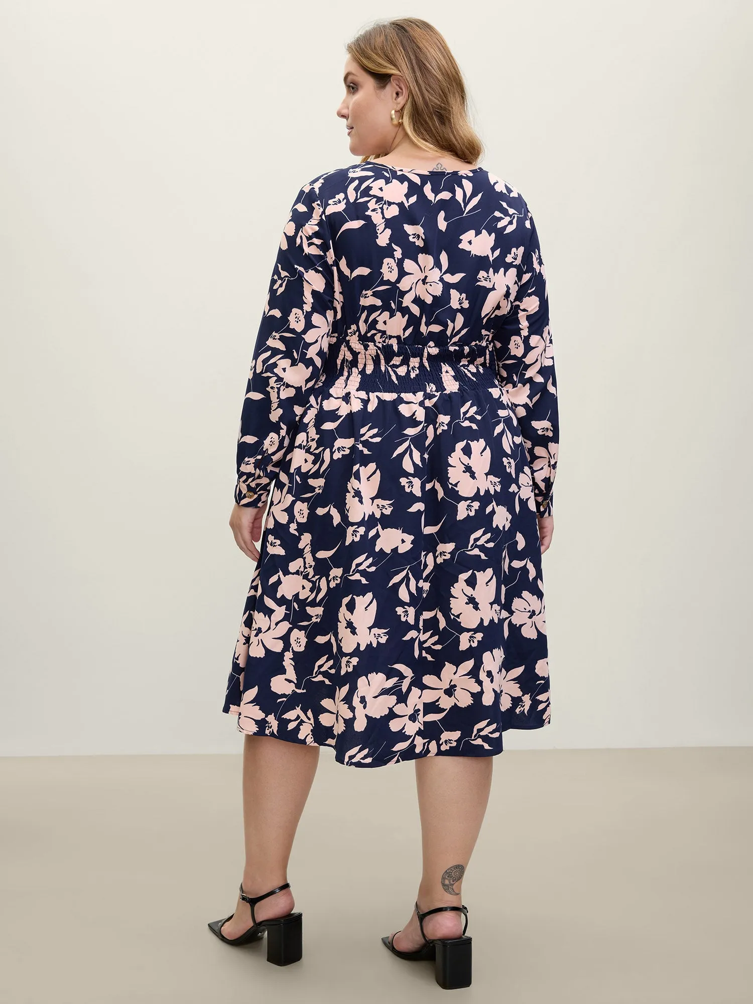 Floral Print Cross-Straps Shirred Midi Dress sold by Bloomchic product image thumbnail 4