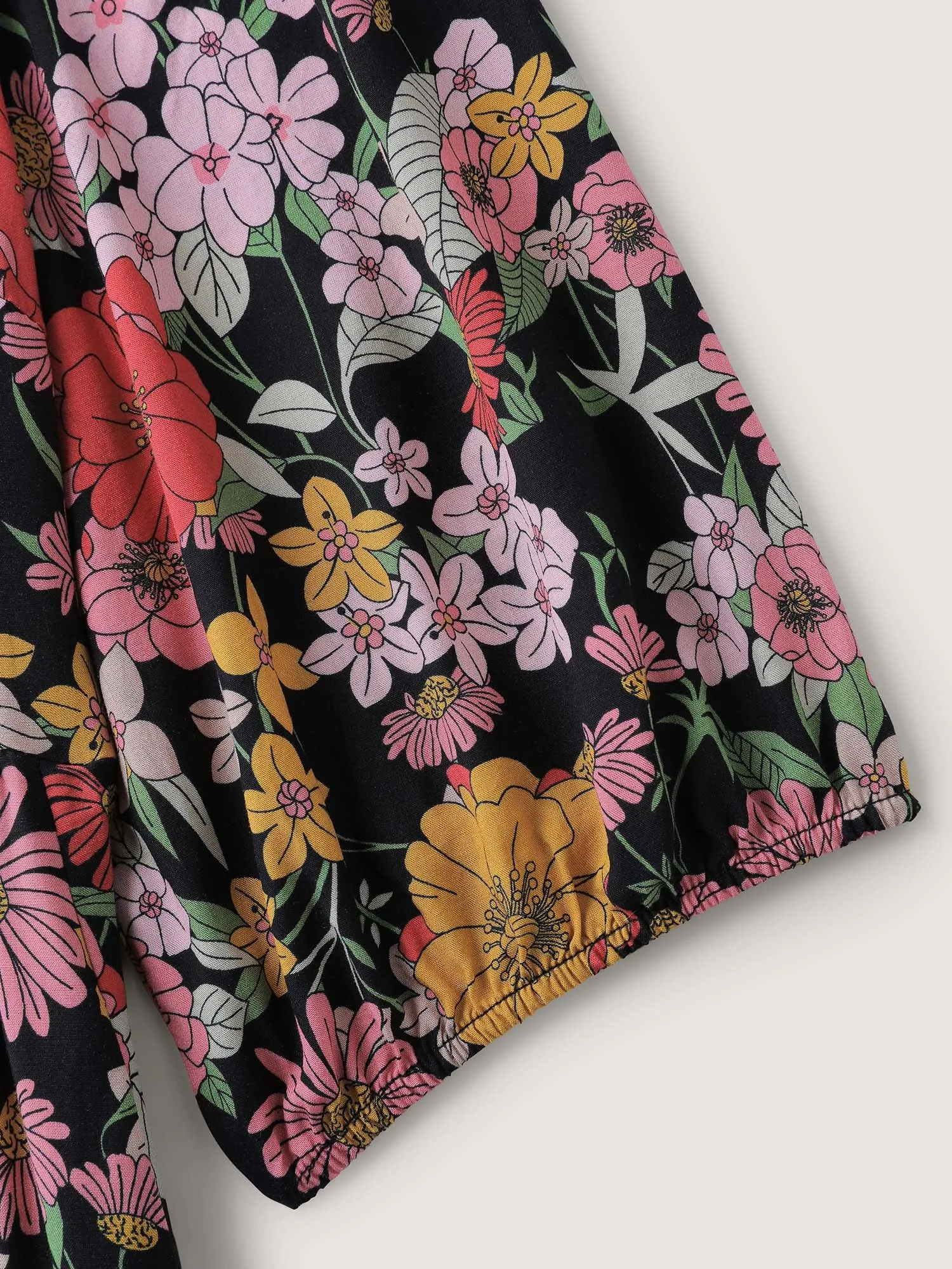 Rayon Floral Print Cinched Waist Mini Dress sold by Bloomchic product image thumbnail 5