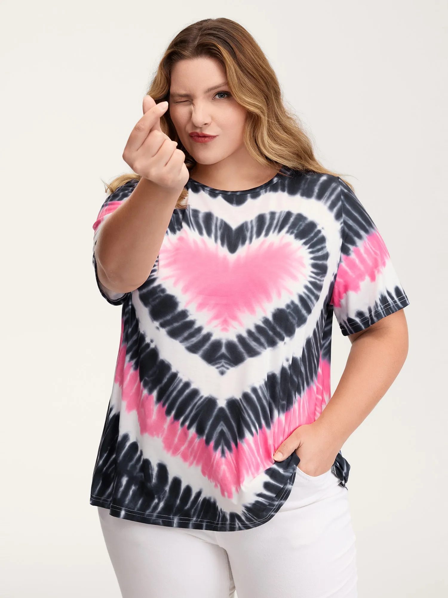 Love Heart Tie-Dye Print T-Shirt sold by Bloomchic product image thumbnail 2