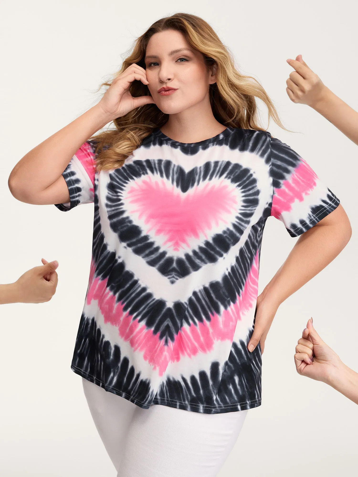 Love Heart Tie-Dye Print T-Shirt sold by Bloomchic