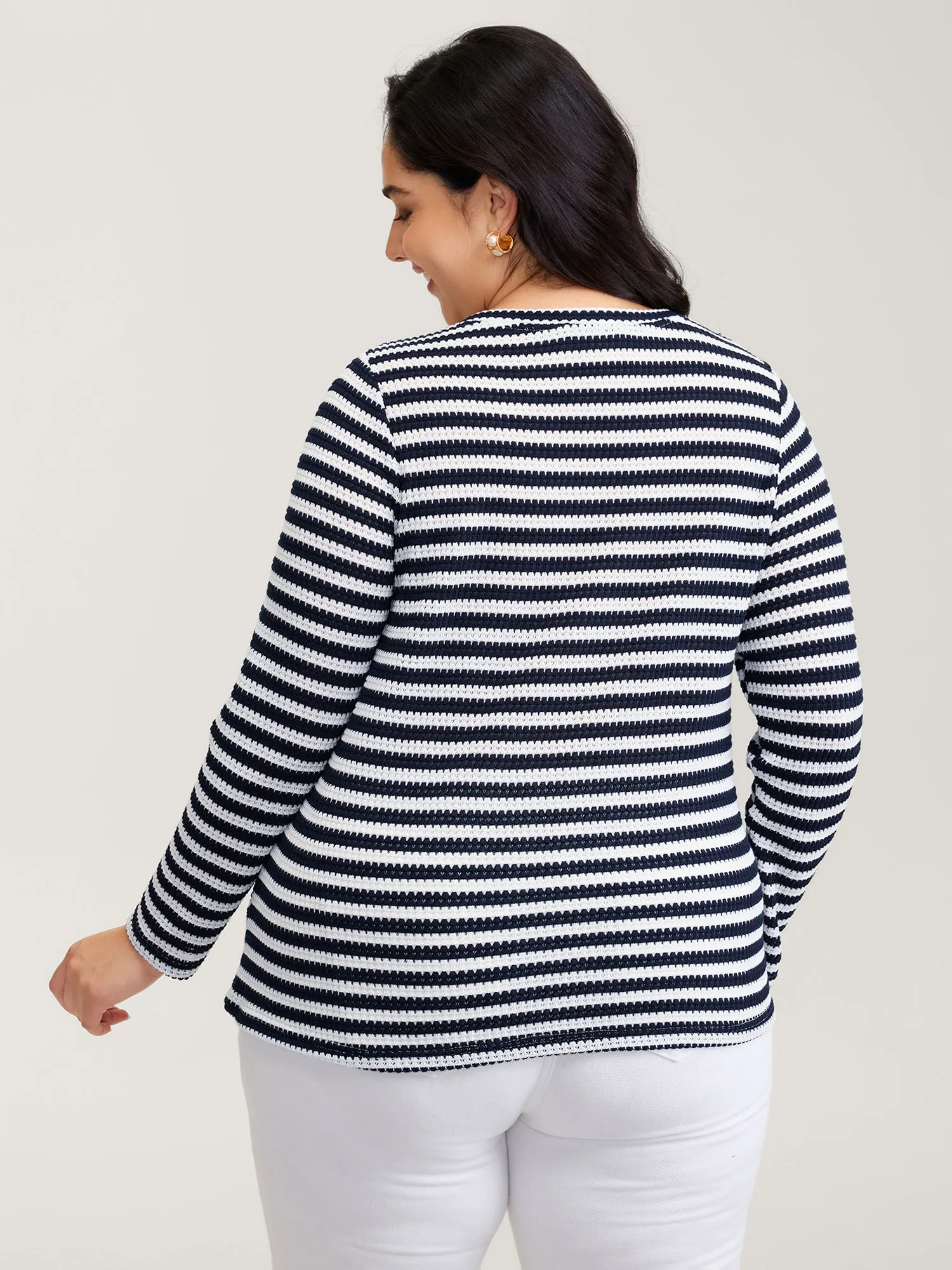 Stripe Stretchy Print V-Neck T-Shirt sold by Bloomchic product image thumbnail 5