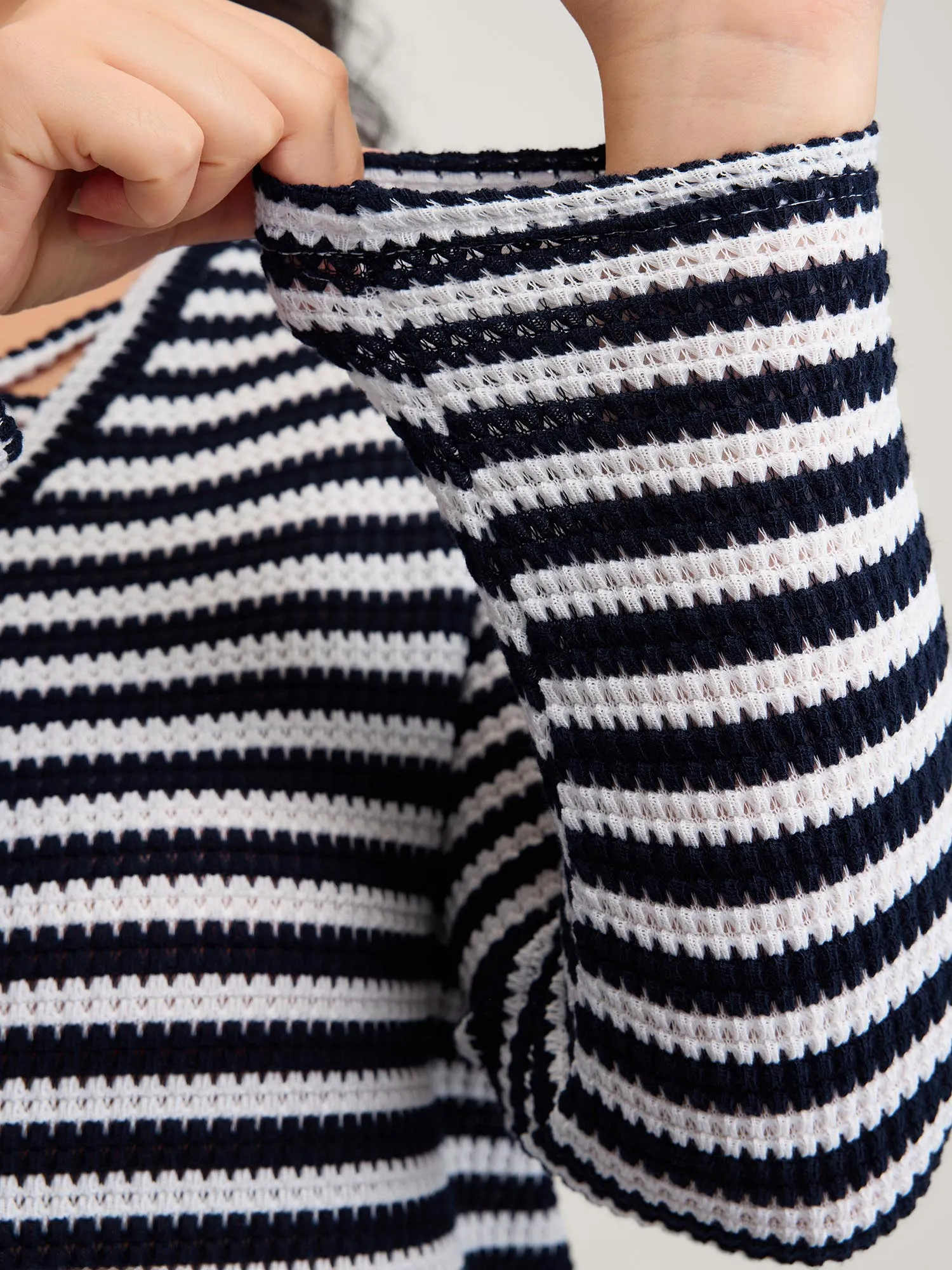 Stripe Stretchy Print V-Neck T-Shirt sold by Bloomchic product image thumbnail 4