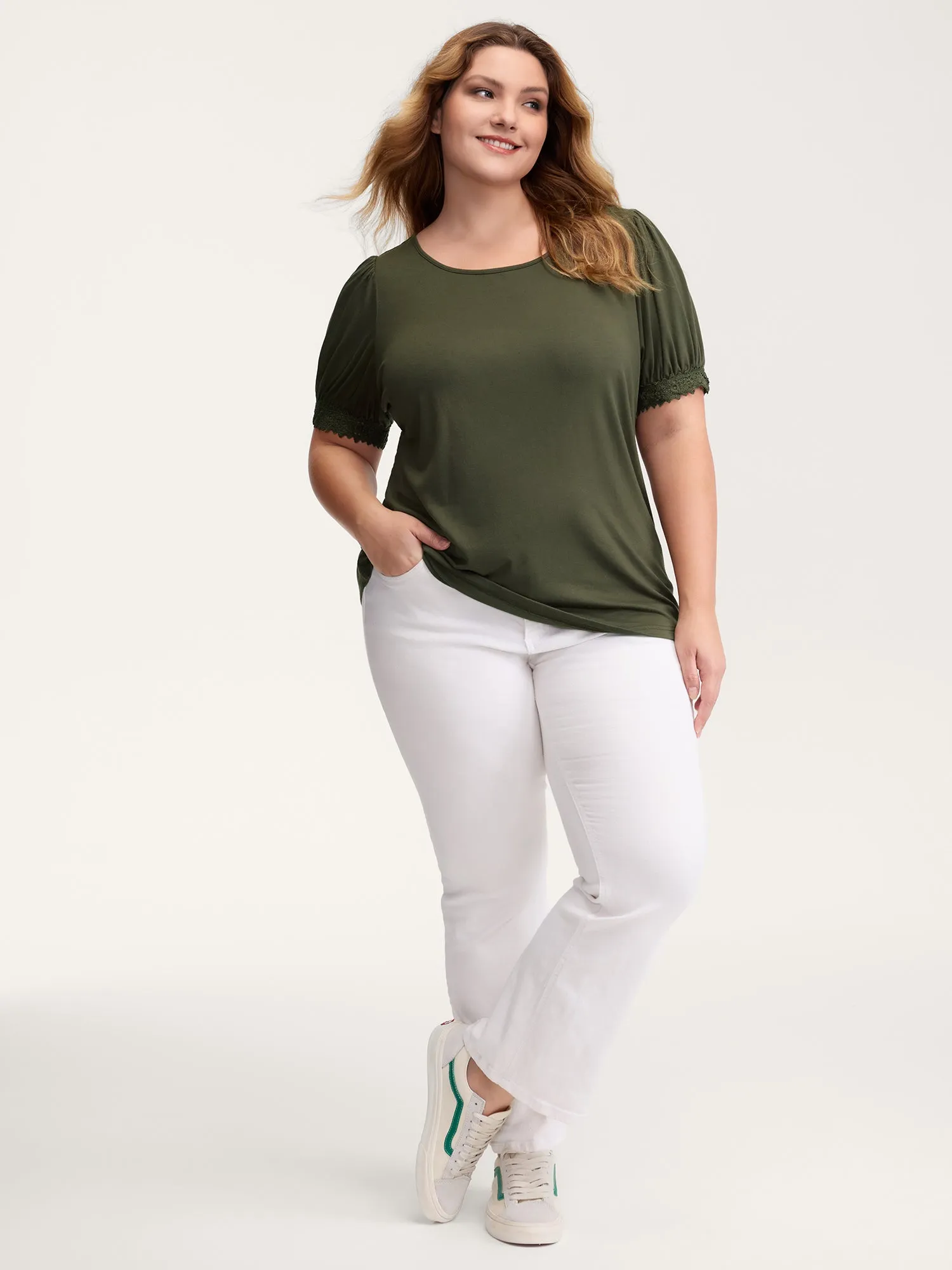 Floral Lace Back Trim T-Shirt sold by Bloomchic product image thumbnail 3