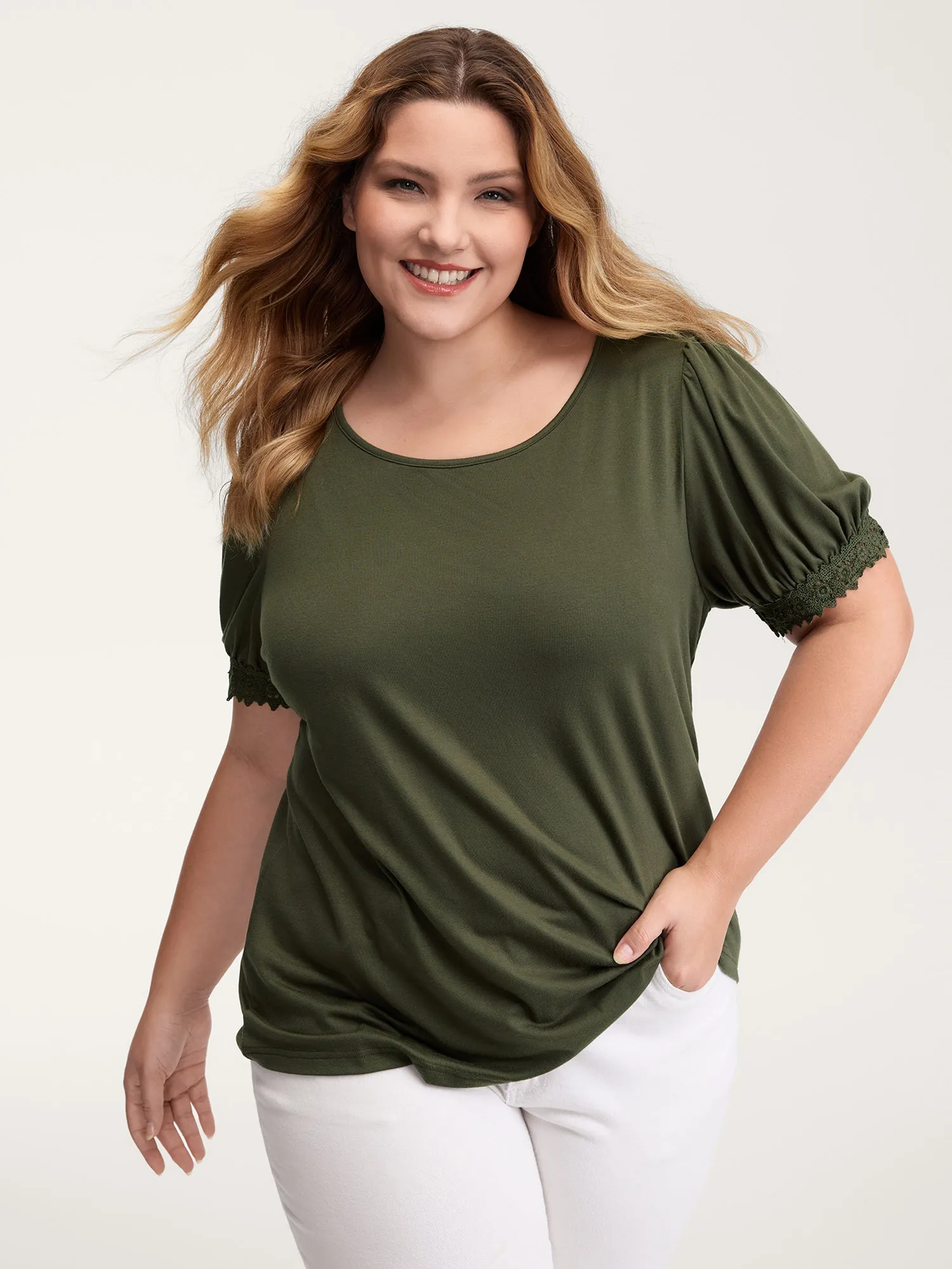 Floral Lace Back Trim T-Shirt sold by Bloomchic product image thumbnail 2