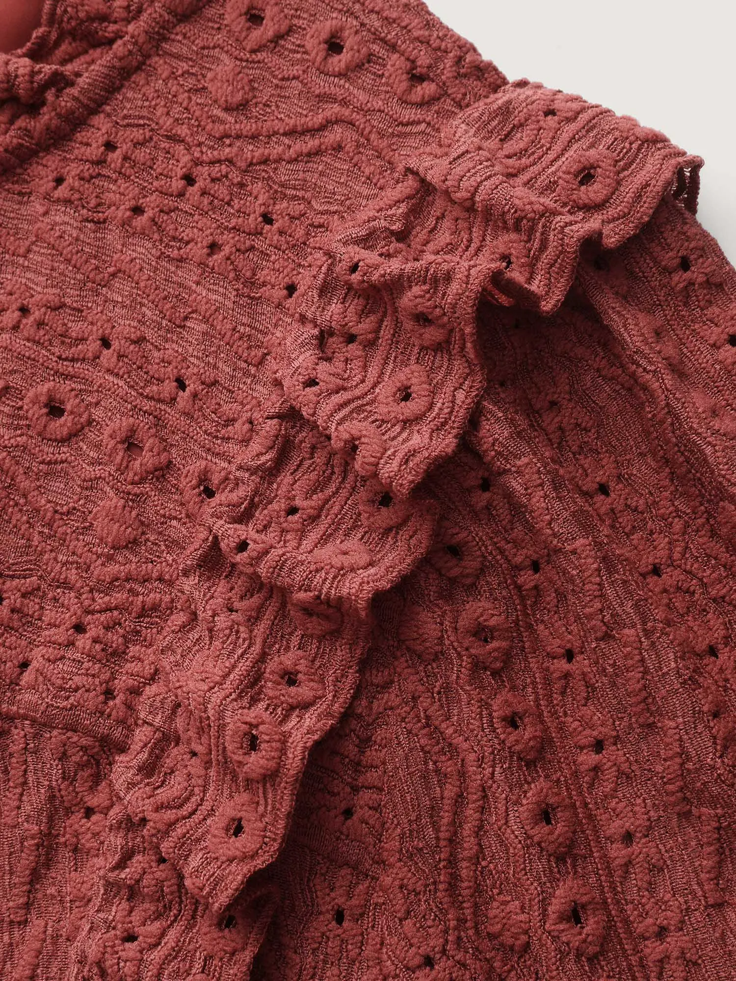 Textured Ruffled Neck Pleated Blouse sold by Bloomchic product image thumbnail 5