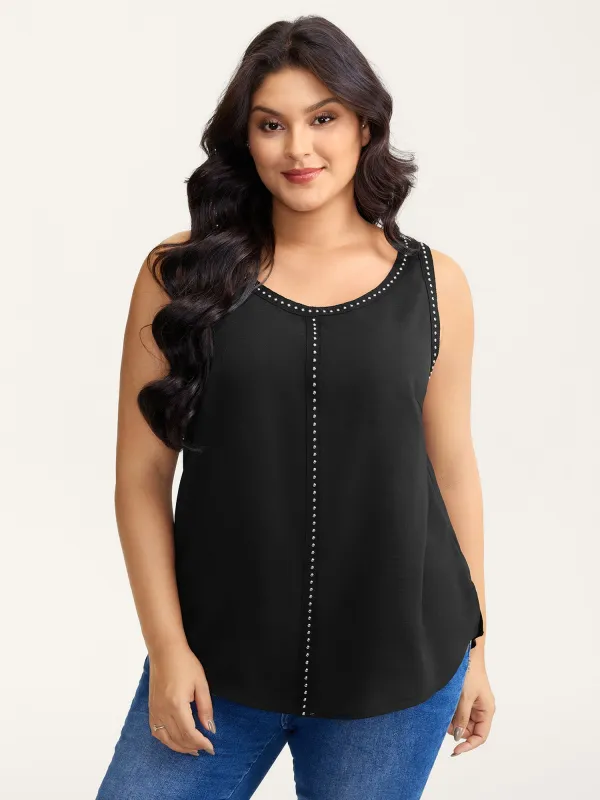 Round Neck Sequin Spliced Tank Top sold by Bloomchic
