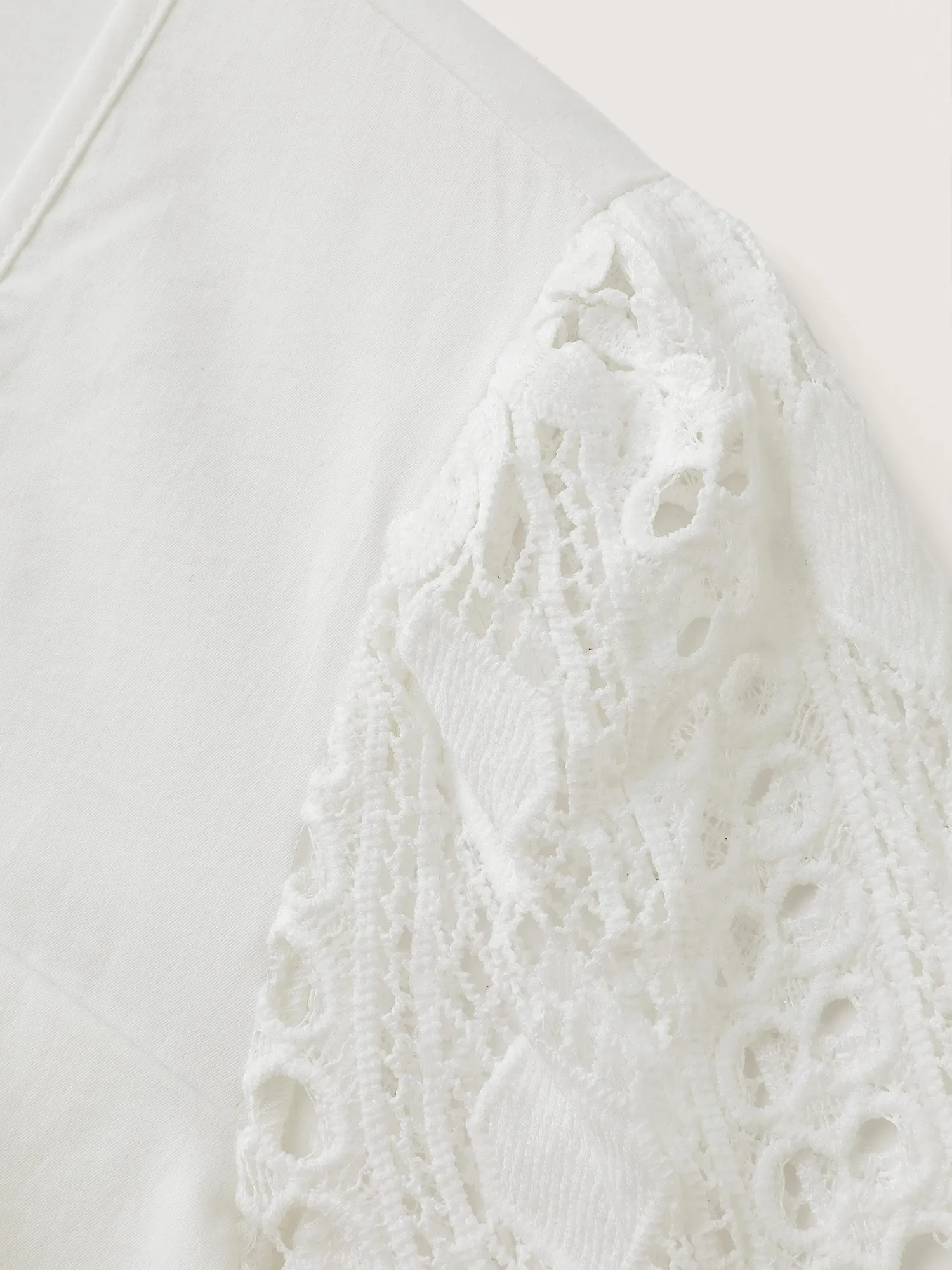 Sheer Lace Sleeve Asymmetrical Neckline Blouse sold by Bloomchic product image thumbnail 5