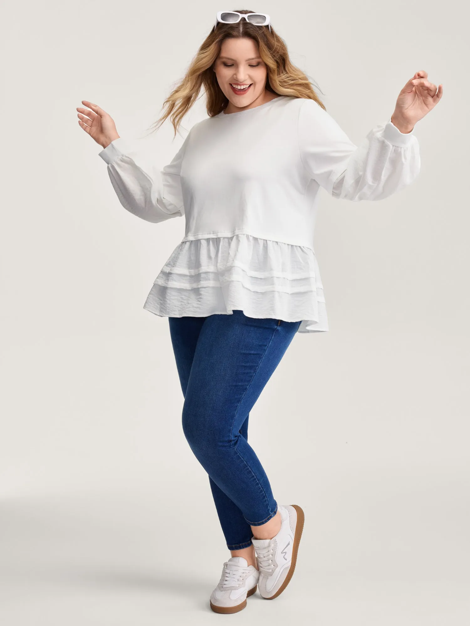 Textured Faux Two-Piece Pleated Sweatshirt sold by Bloomchic product image thumbnail 3